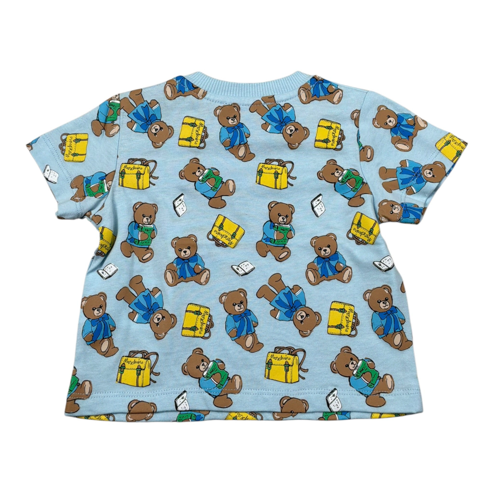 Moschino T-Shirt tinta unita con Stampa Azzurro per Neonato M8M047 AZZURRO MOSCHINO 