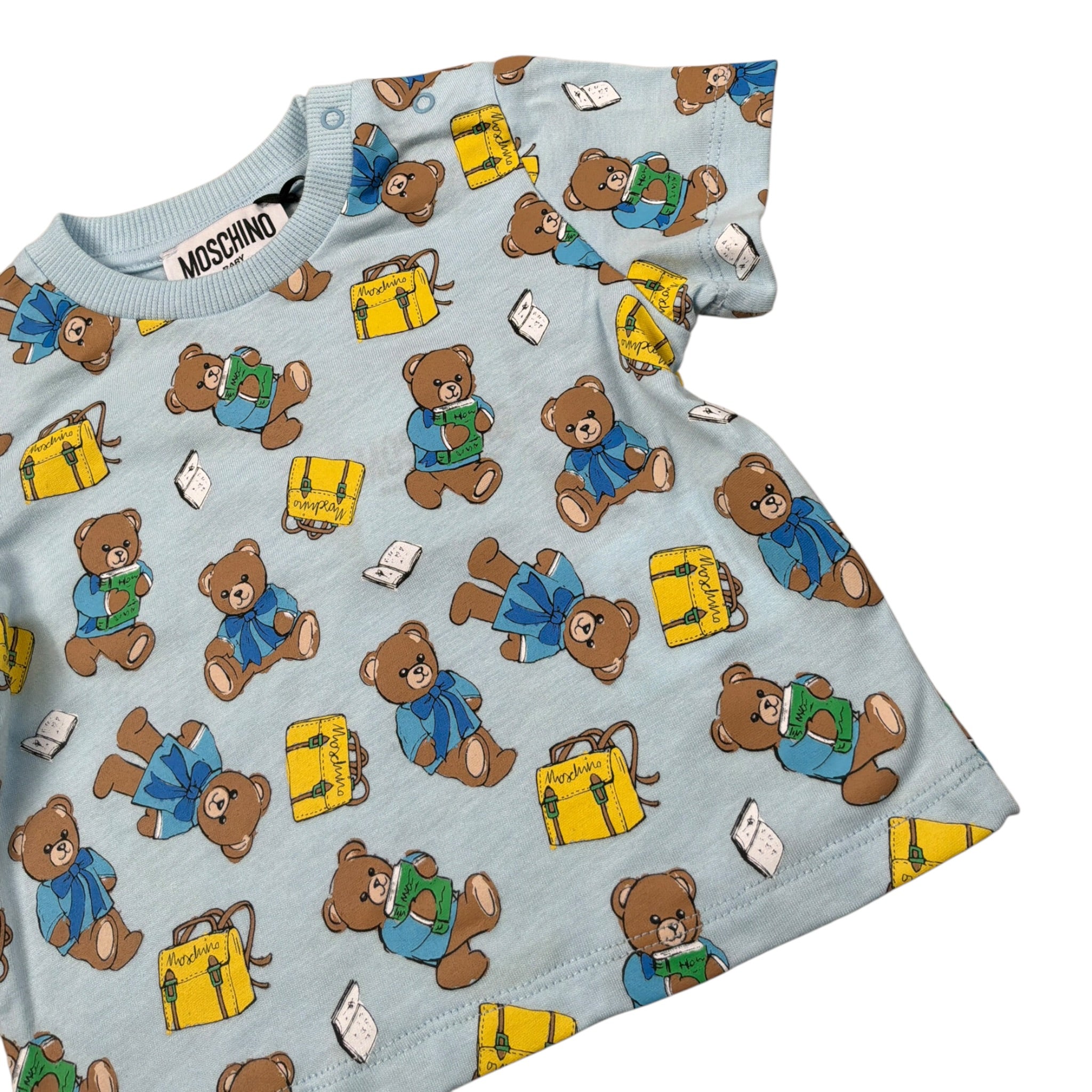 Moschino T-Shirt tinta unita con Stampa Azzurro per Neonato M8M047 AZZURRO MOSCHINO 