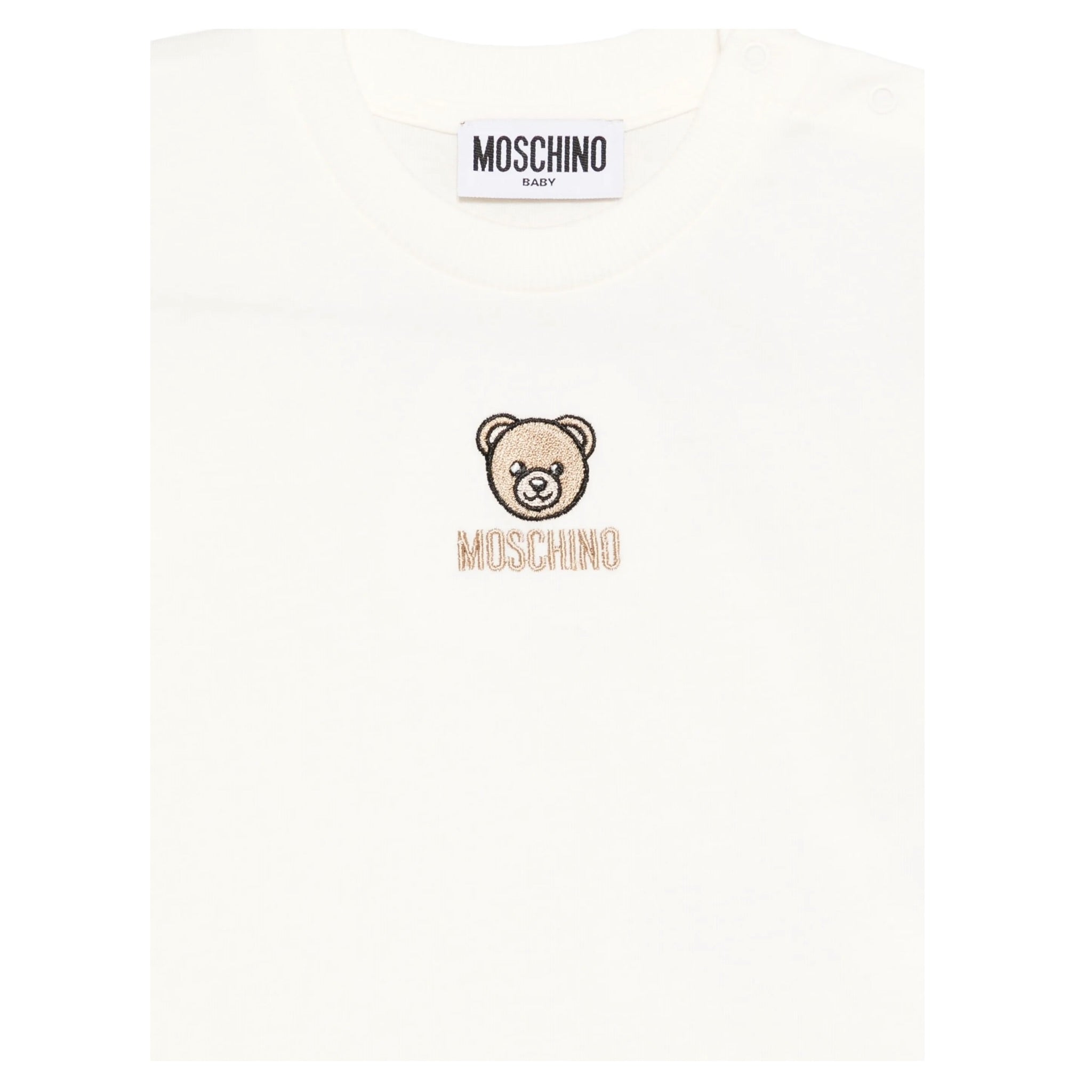 Moschino Shirt Girocollo tinta unita con Logo Panna per Bambina M9000R PANNA MOSCHINO 