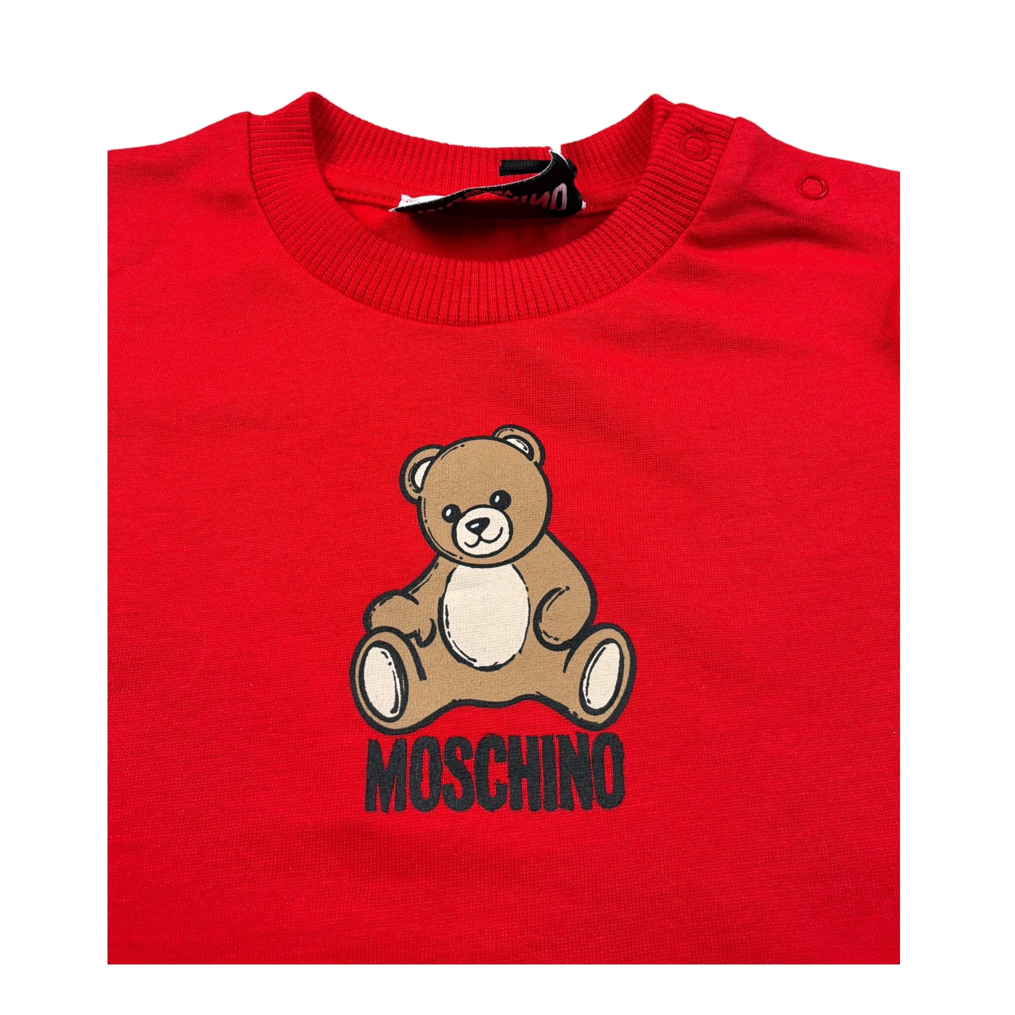 Moschino T-Shirt Girocollo tinta unita con Logo Rosso per Neonato M9M047 ROSSO MOSCHINO 