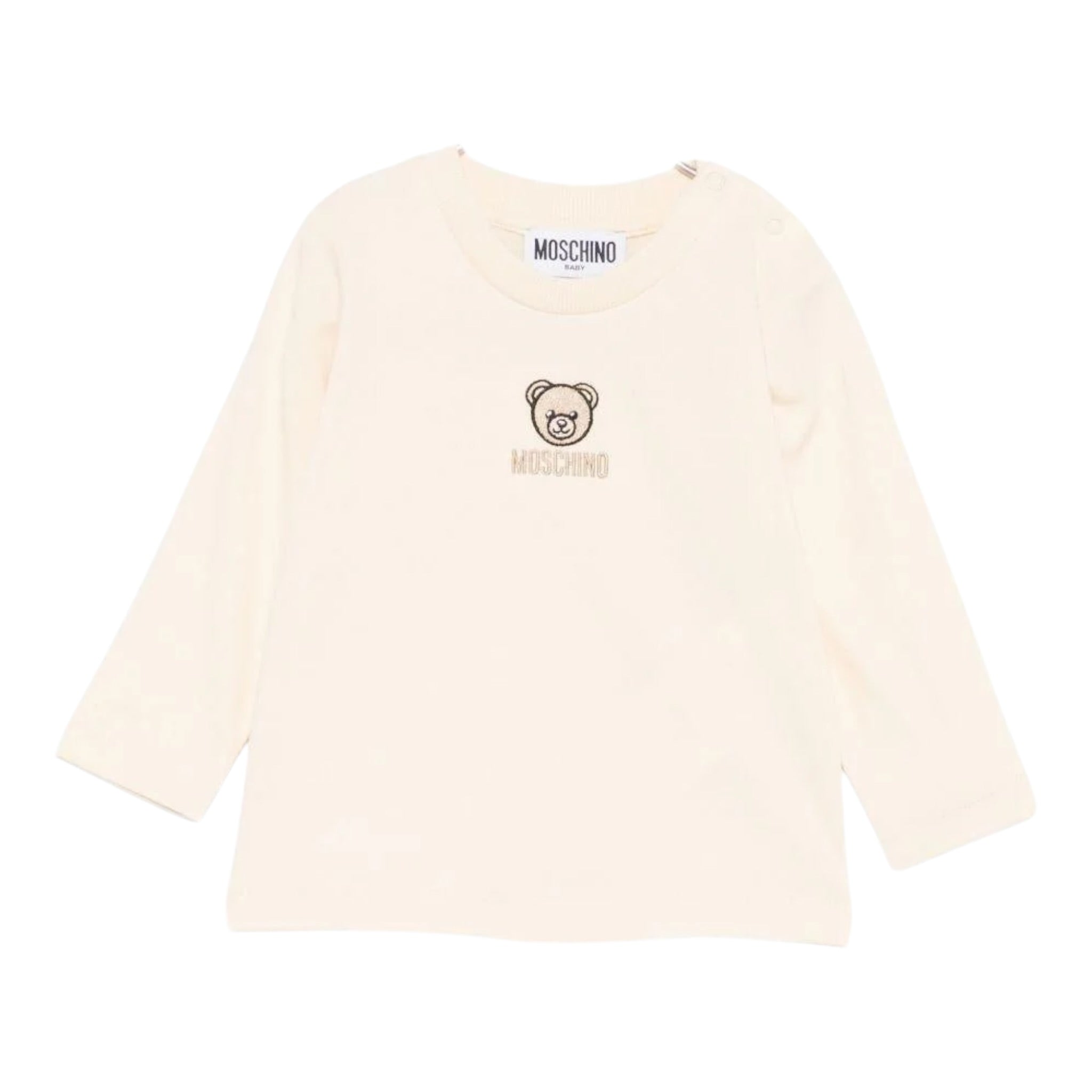 Moschino Shirt Girocollo tinta unita con Logo Beige per Neonato M9O00RX BEIGE MOSCHINO 