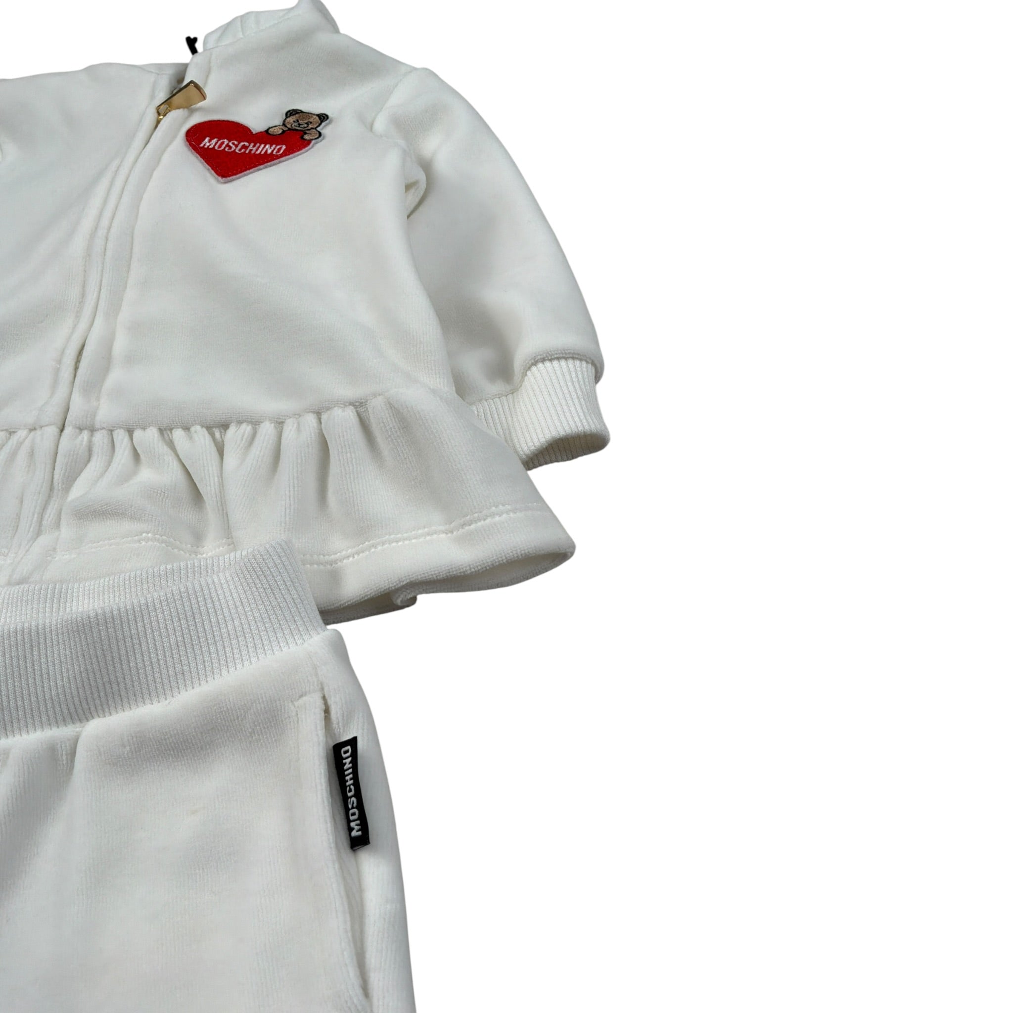 Moschino Completo 2 Pezzi Felpa-Pantalone In Ciniglia Panna per Neonata MAK03B PANNA MOSCHINO 