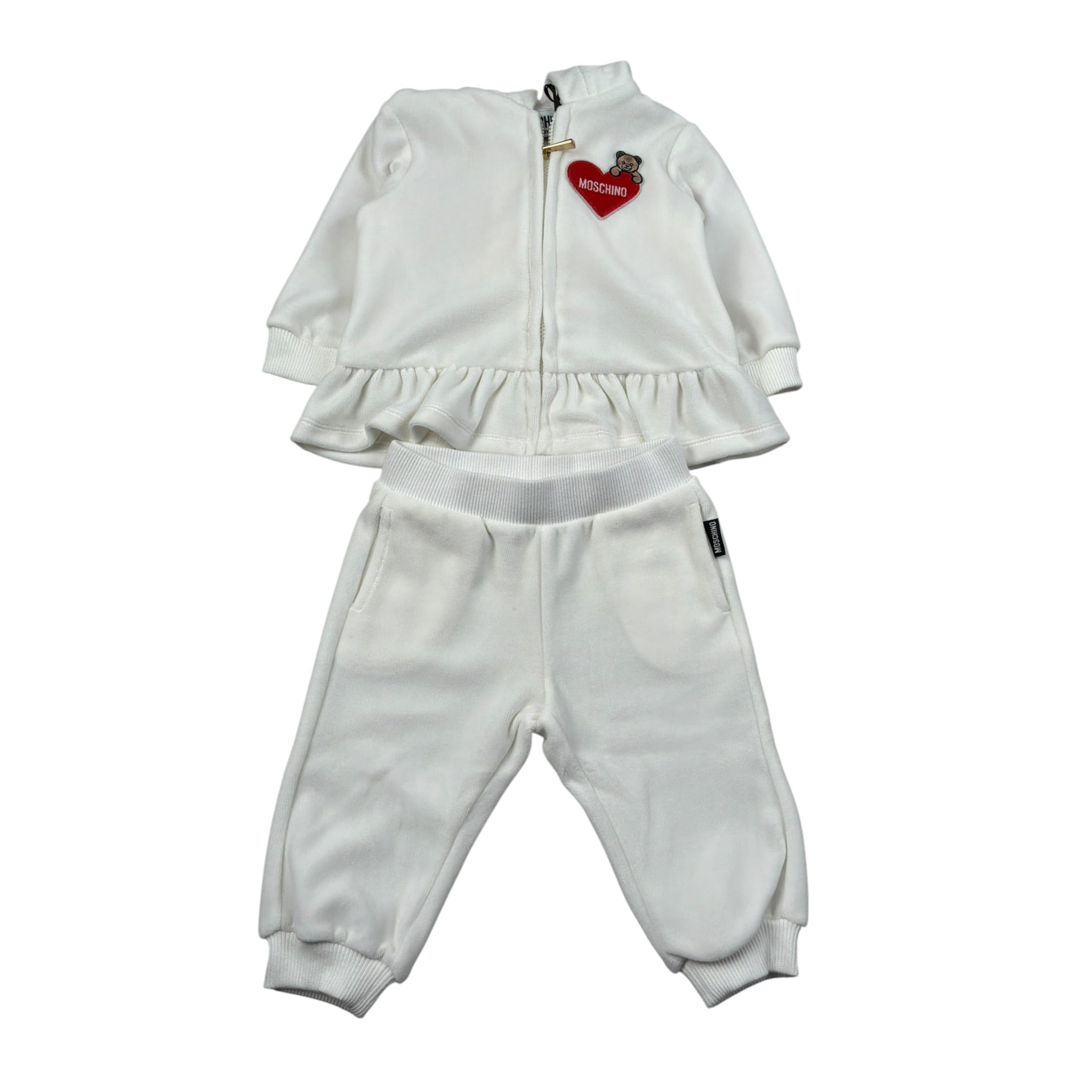 Moschino Completo 2 Pezzi Felpa-Pantalone In Ciniglia Panna per Neonata MAK03B PANNA MOSCHINO 