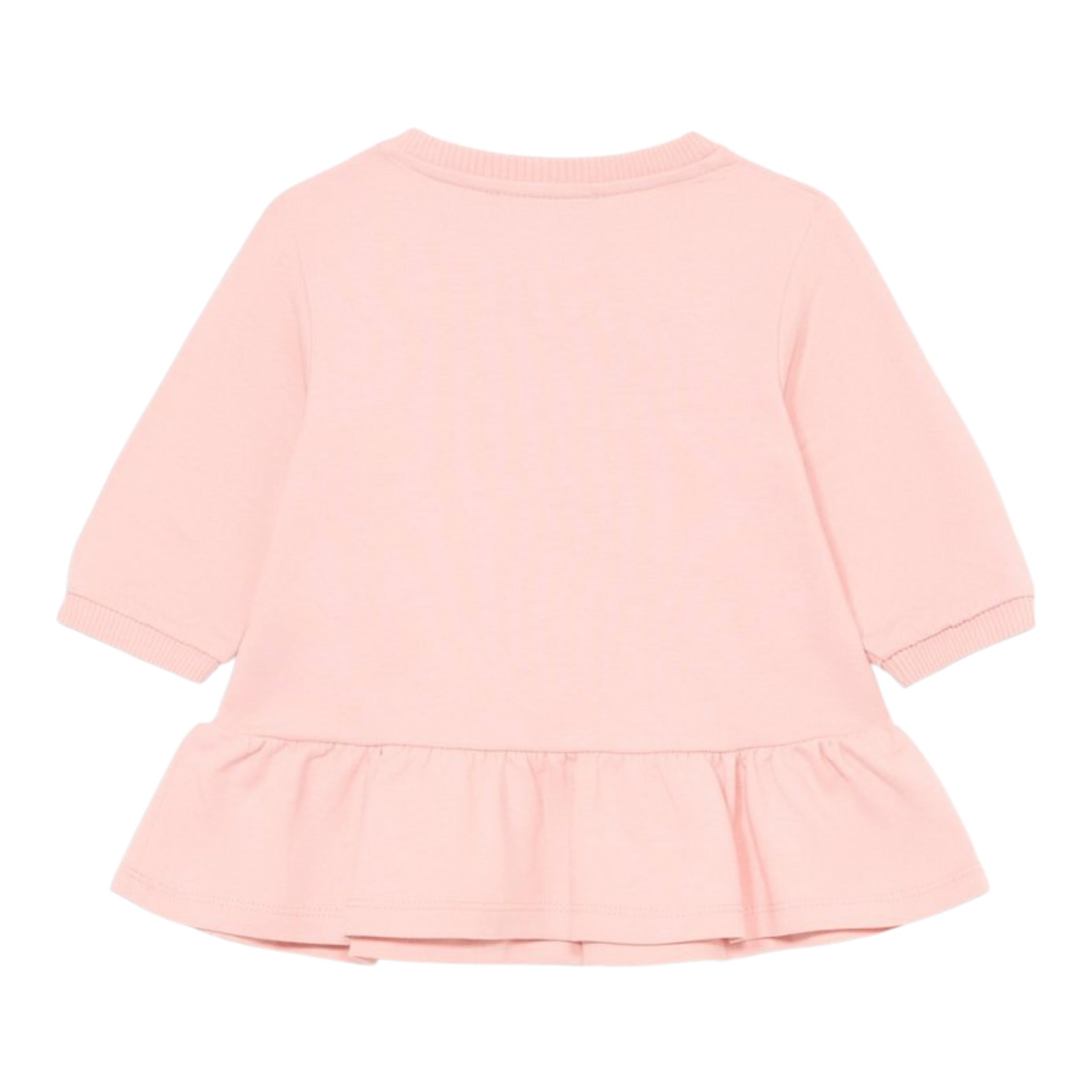 Moschino Abito Manica Lunga tinta unita con Logo Rosa per Neonata MAV0BK ROSA MOSCHINO 