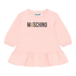 Moschino Abito Manica Lunga tinta unita con Logo Rosa per Neonata MAV0BK ROSA MOSCHINO 