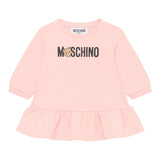 Moschino Abito Manica Lunga tinta unita con Logo Rosa per Neonata MAV0BK ROSA MOSCHINO 