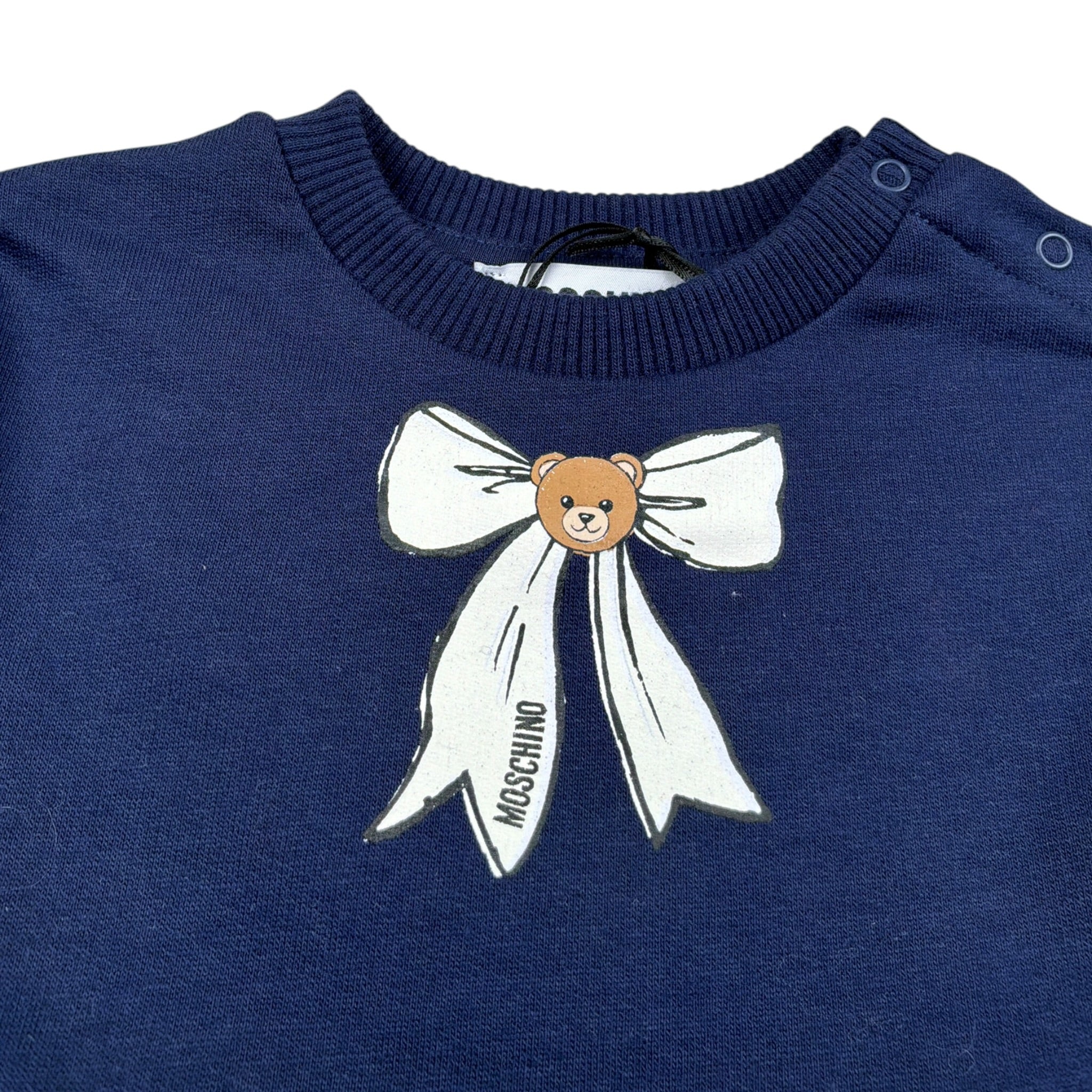 Moschino Abito Manica Lunga tinta unita con Logo Blu per Neonata MAV0CU BLU MOSCHINO 
