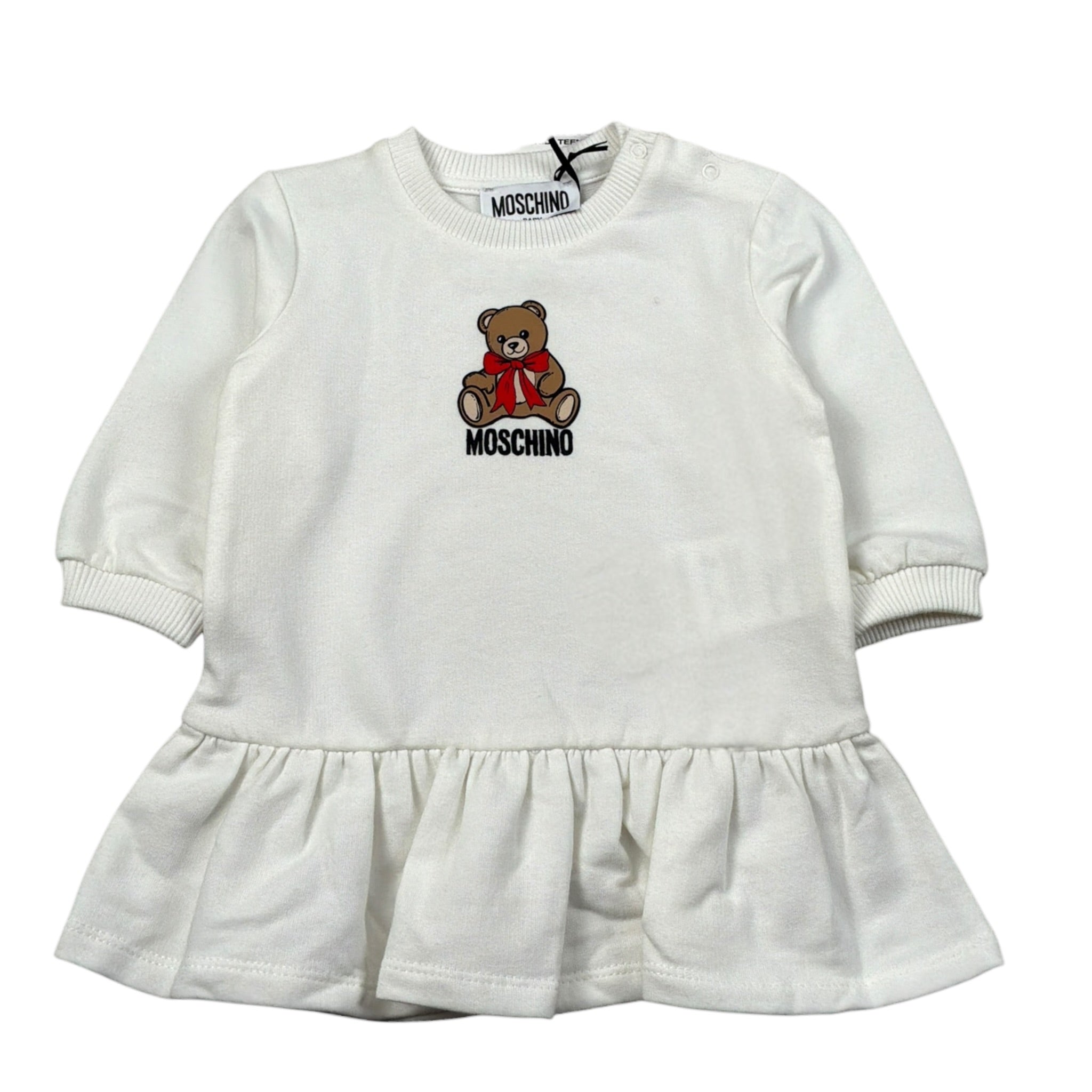 Moschino Abito Felpa Girocollo tinta unita Manica Lunga Panna per Neonata MBV0BK PANNA MOSCHINO 