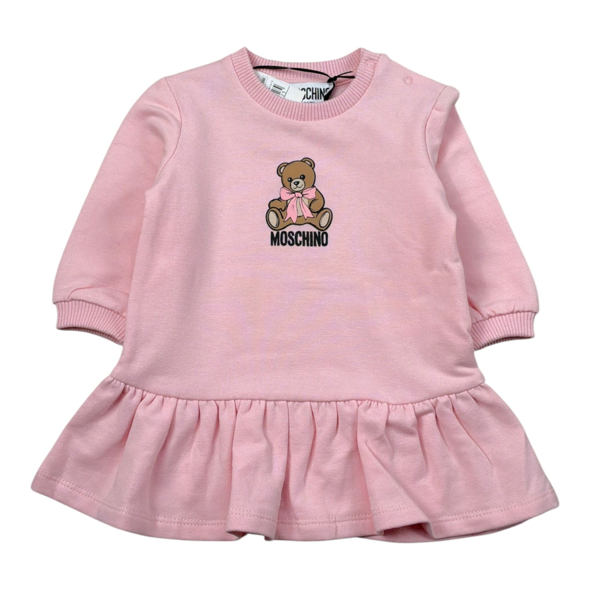 Moschino Abito tinta unita con Stampa Rosa per Neonata MBV0KB ROSA MOSCHINO 