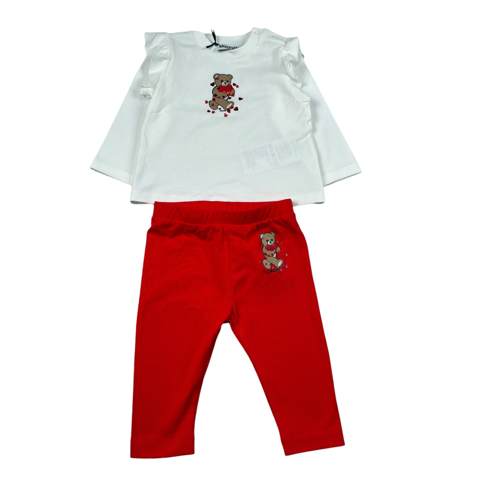 Moschino Completo 2 Pezzi Shirt-Leggins Bianco/Rosso per Neonata MCK01X BIANCO/ROSSO MOSCHINO 