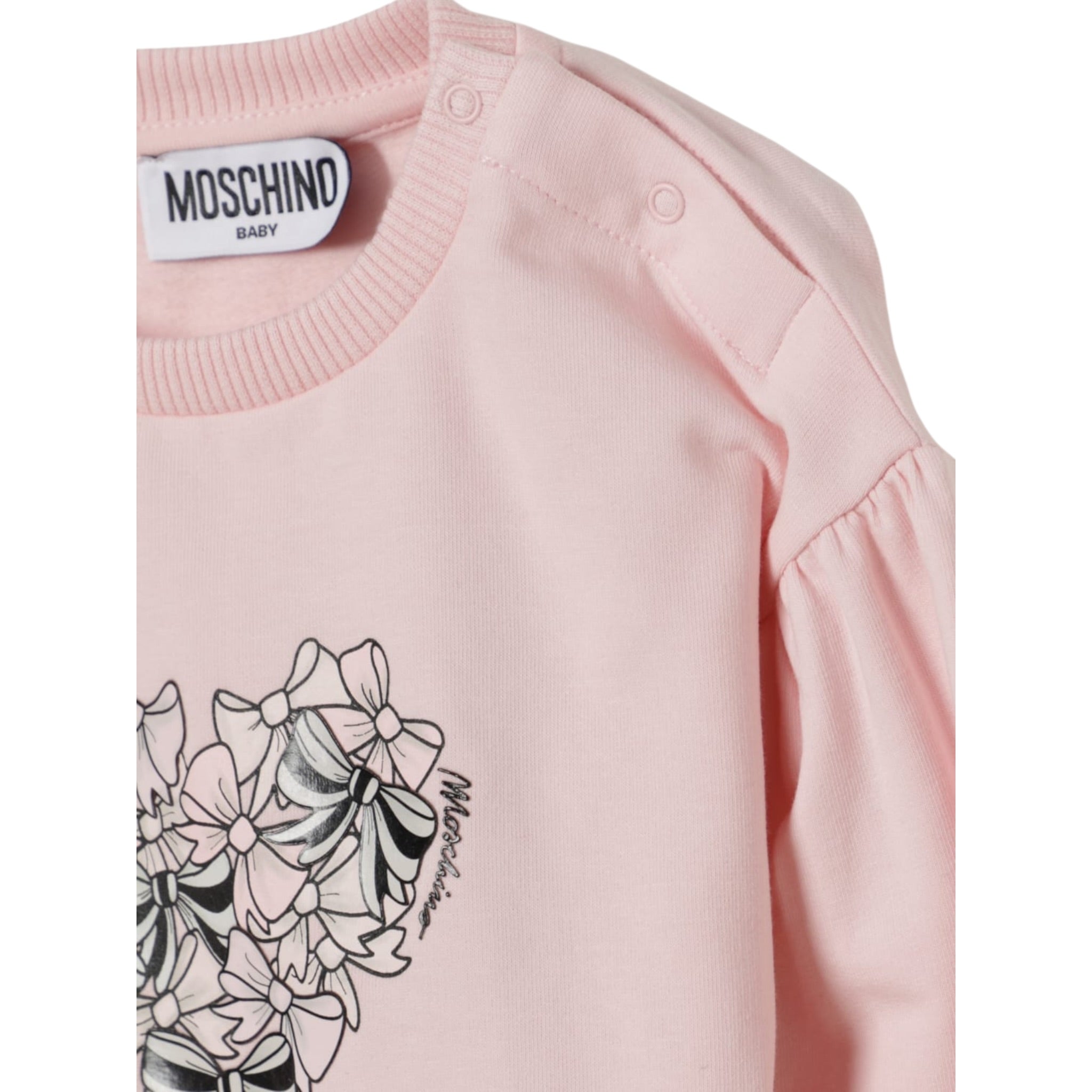 Moschino Felpa Chiusa Girocollo tinta unita con Logo Rosa per Neonata MDF031 ROSA MOSCHINO 