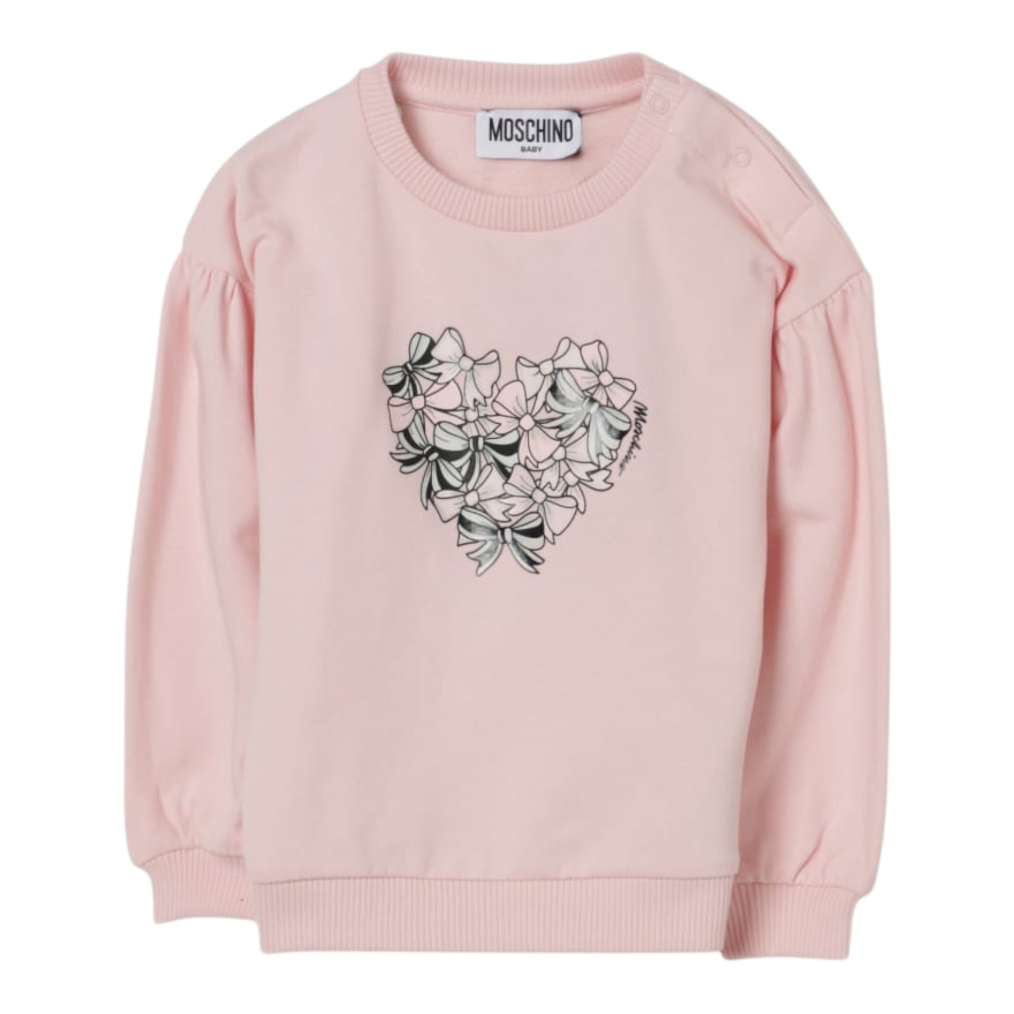 Moschino Felpa Chiusa Girocollo tinta unita con Logo Rosa per Neonata MDF031 ROSA MOSCHINO 