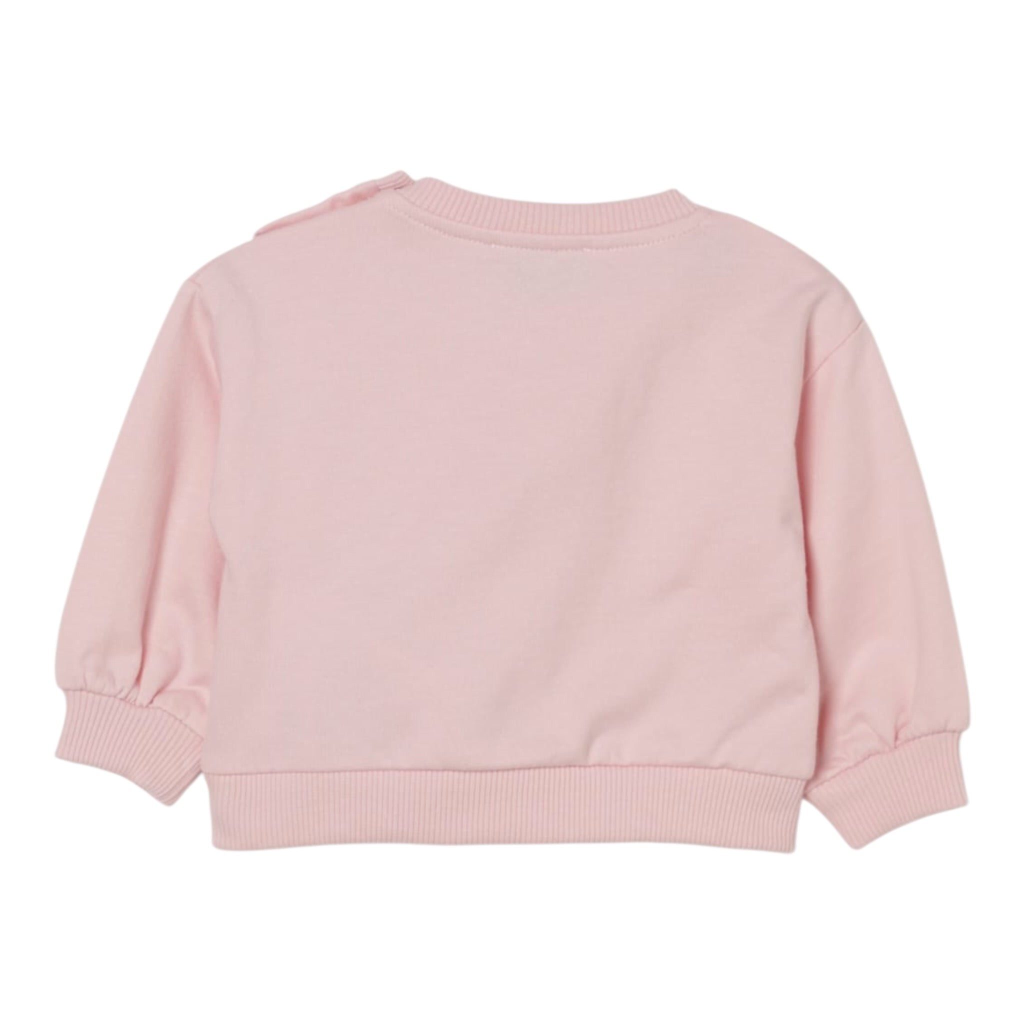 Moschino Felpa Chiusa Girocollo tinta unita con Stampa Rosa per Neonata MDF033 ROSA MOSCHINO 