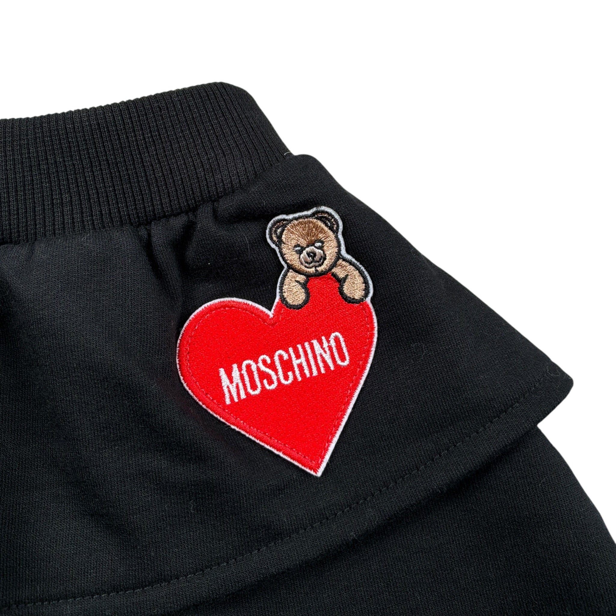 Moschino Gonna tinta unita con Logo E Balza Nero per Neonata MDJ01Q NERO MOSCHINO 