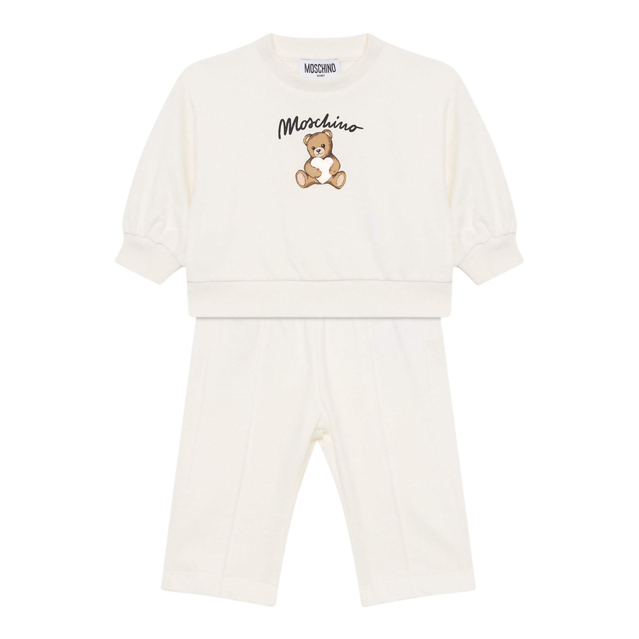 Moschino Completo 2 Pezzi Felpa-Pantalon tinta unita Bianco per Neonata MDK03D BIANCO MOSCHINO 