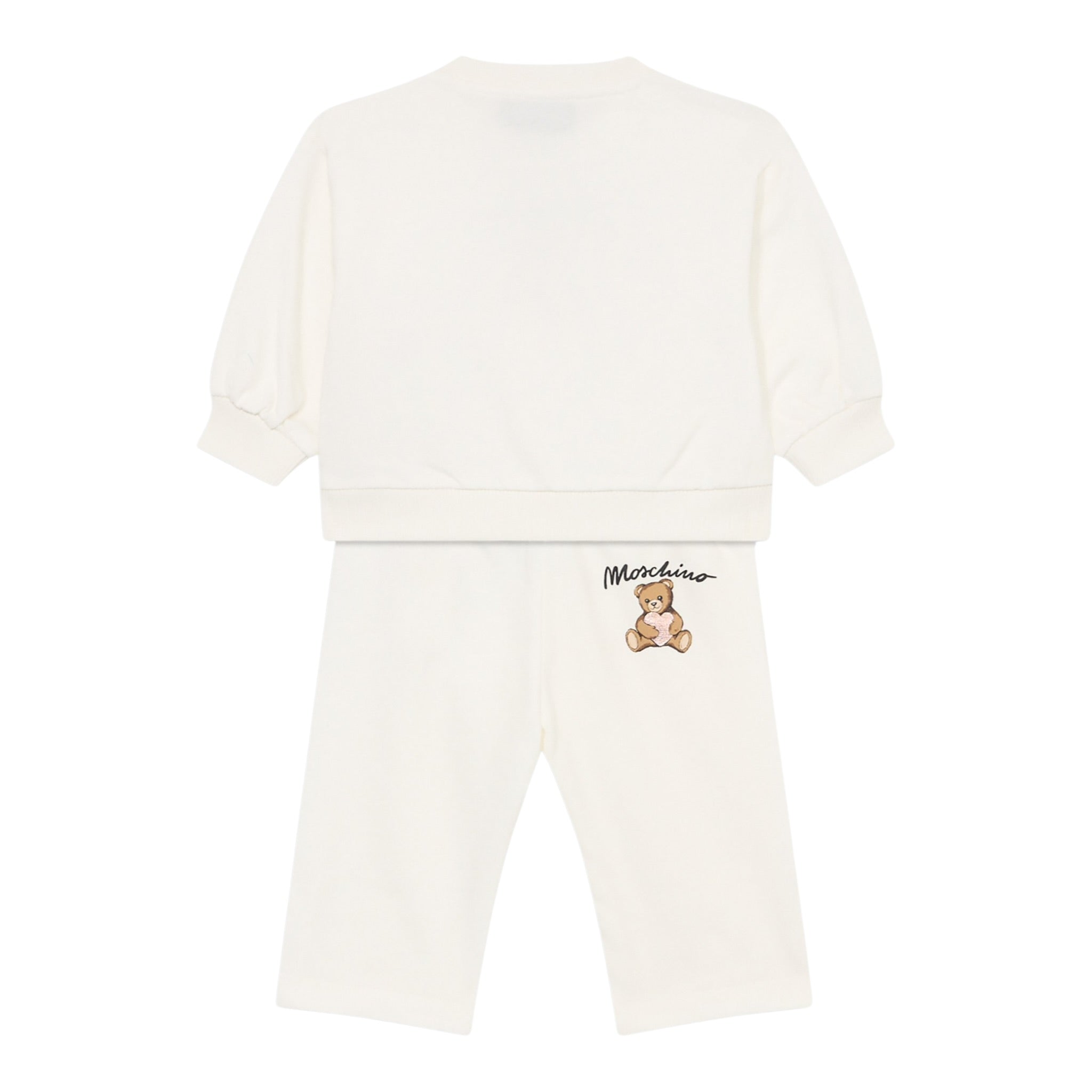 Moschino Completo 2 Pezzi Felpa-Pantalon tinta unita Bianco per Neonata MDK03D BIANCO MOSCHINO 