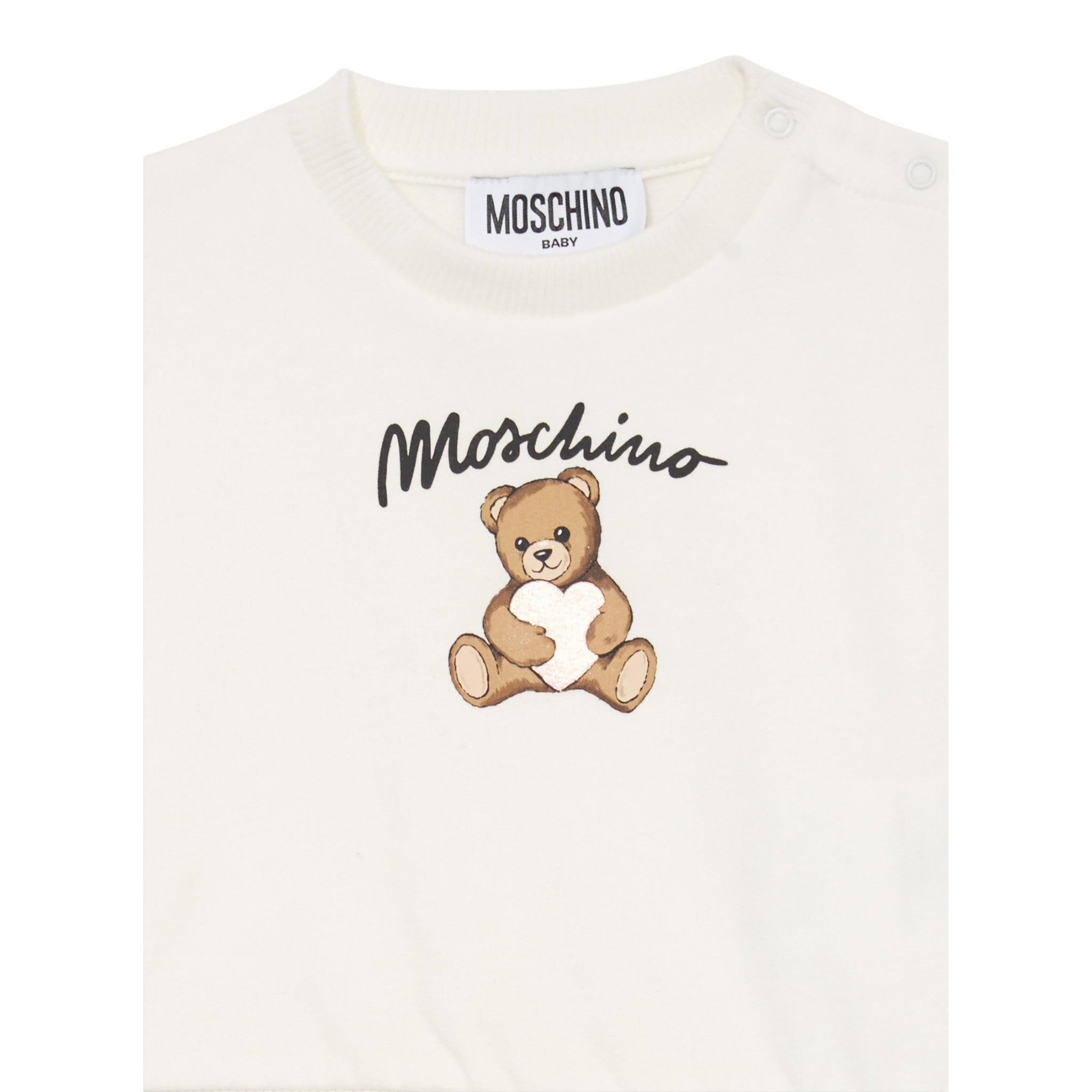 Moschino Completo 2 Pezzi Felpa-Pantalon tinta unita Bianco per Neonata MDK03D BIANCO MOSCHINO 