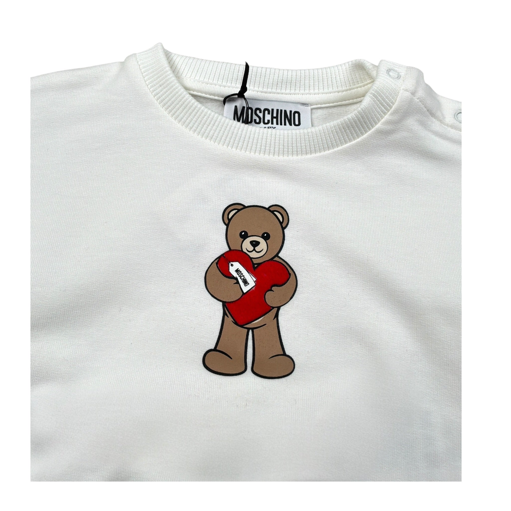 Moschino Completo 2 Pezzi Felpa-Pantalone Bianco per Neonata MDK03G BIANCO MOSCHINO 