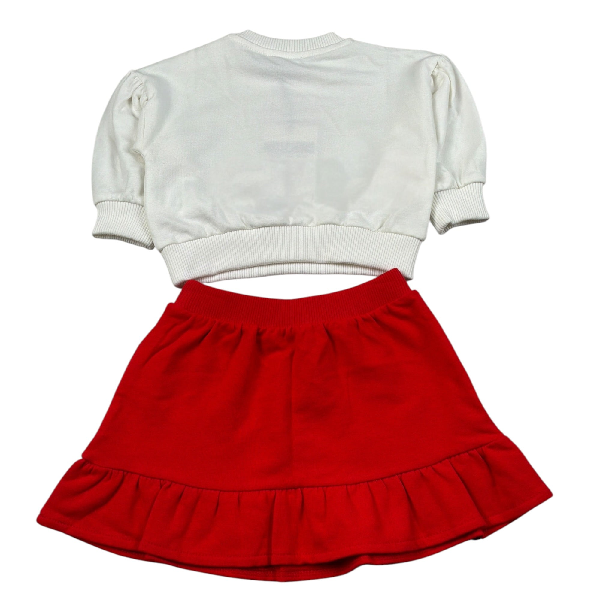 Moschino Completo 2 Pezzi Felpa-Gonna Panna/Rosso per Neonata MDK03H PANNA/ROSSO MOSCHINO 