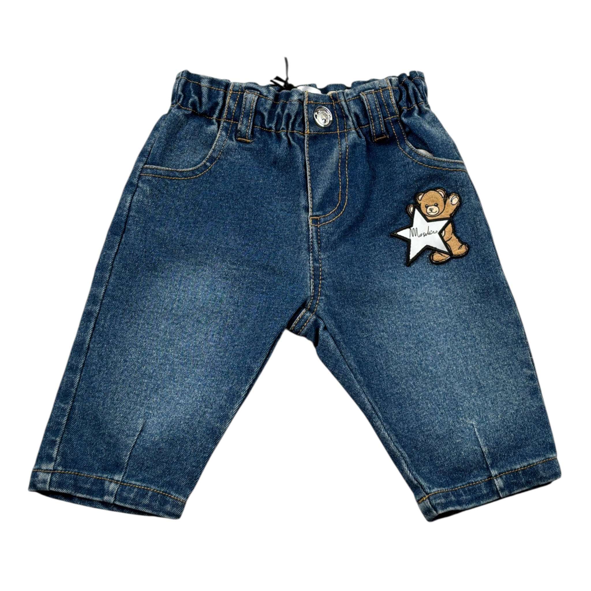 Moschino Jeans tinta unita con Elastico In Vita Blu per Neonato MDP03M BLU MOSCHINO 