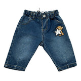 Moschino Jeans tinta unita con Elastico In Vita Blu per Neonato MDP03M BLU MOSCHINO 