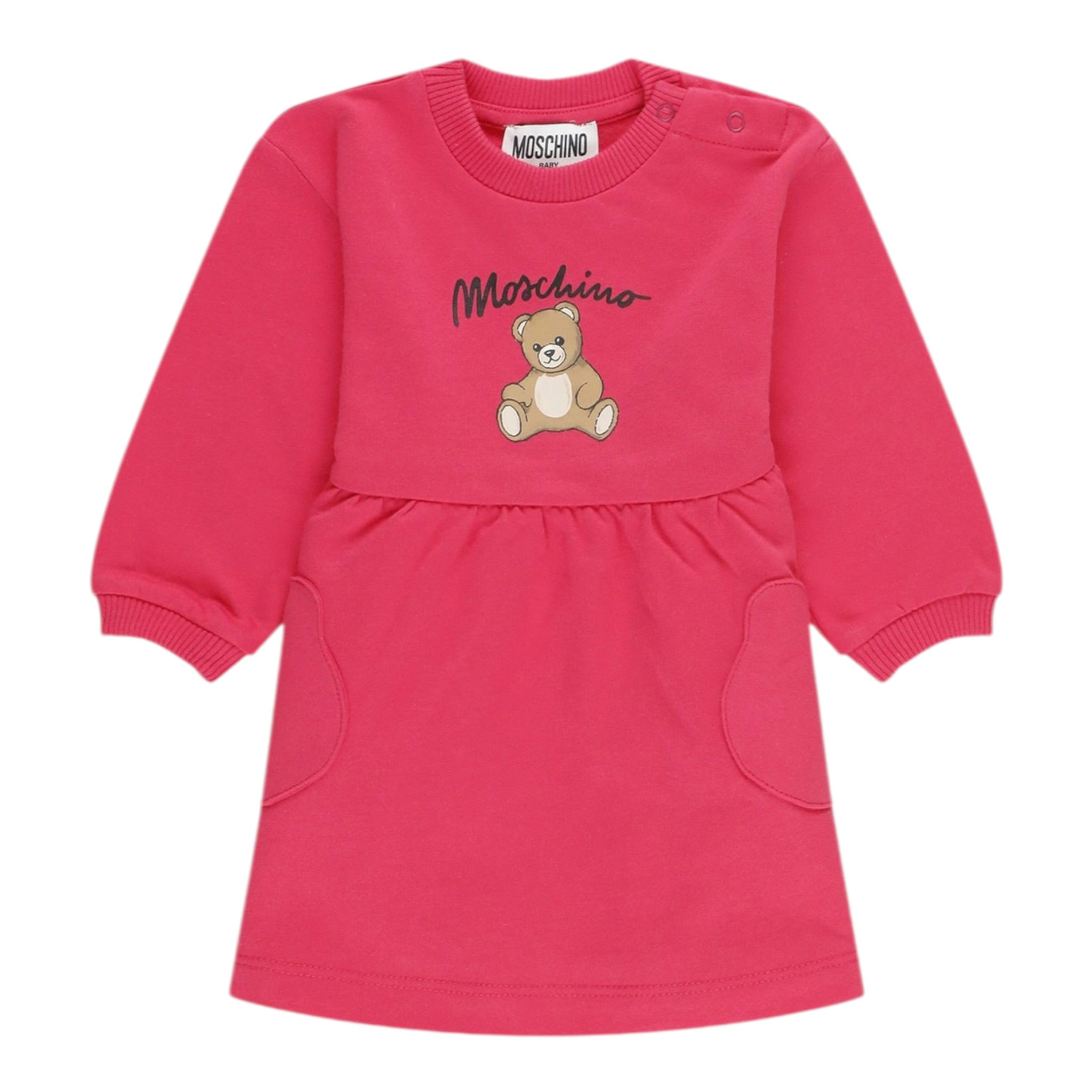 Moschino Abito Manica Lunga tinta unita con Stampa Fuxia per Neonata MDV0CU FUXIA MOSCHINO 