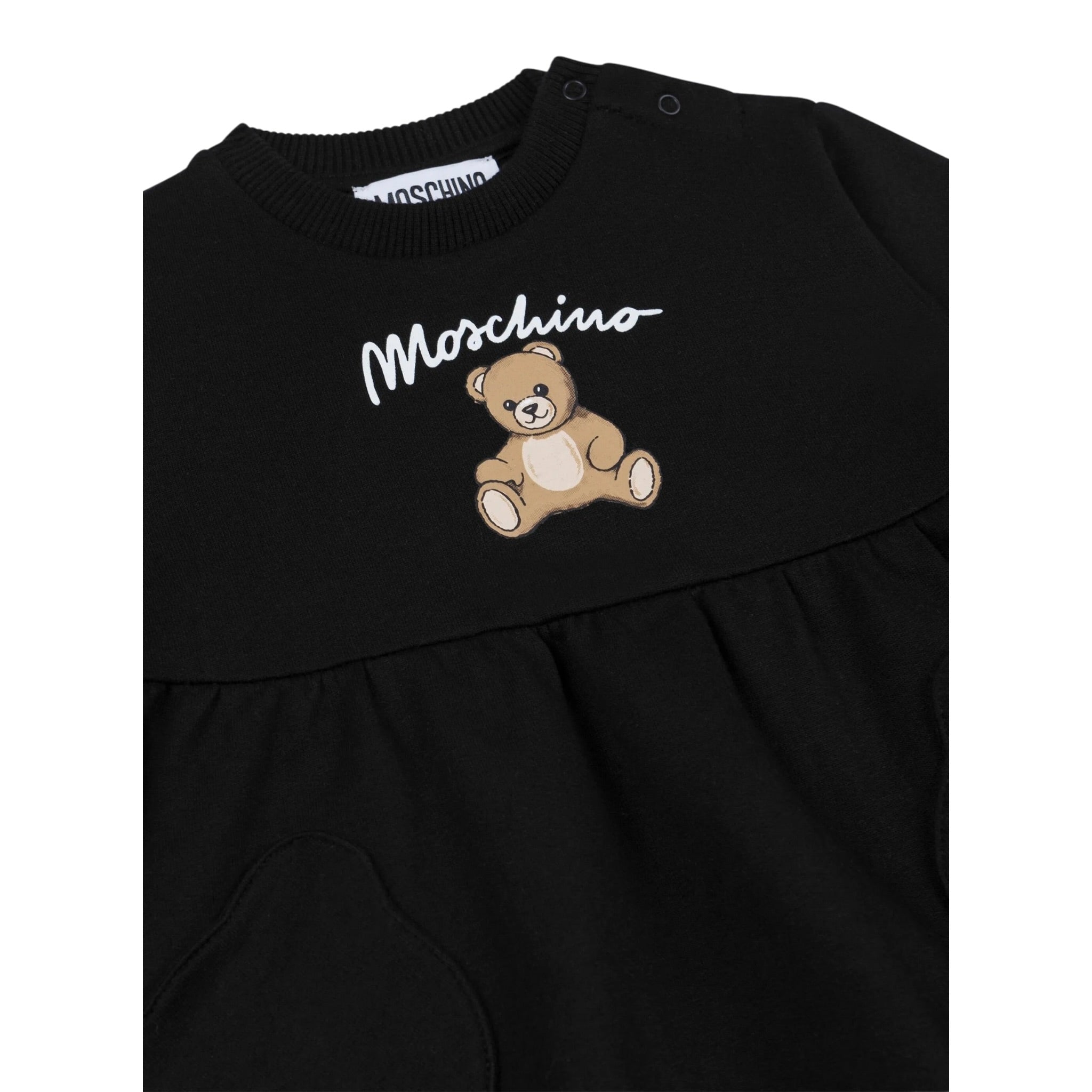Moschino Abito Manica Lunga tinta unita con Stampa Nero per Neonata MDV0CUXX NERO MOSCHINO 