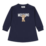 Moschino Abito Girocollo tinta unita con Logo Blu per Neonata MDV0CVX BLU MOSCHINO 