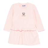Moschino Abito Manica Lunga tinta unita con Stampa Rosa per Bambina MDV0D1 ROSA MOSCHINO 
