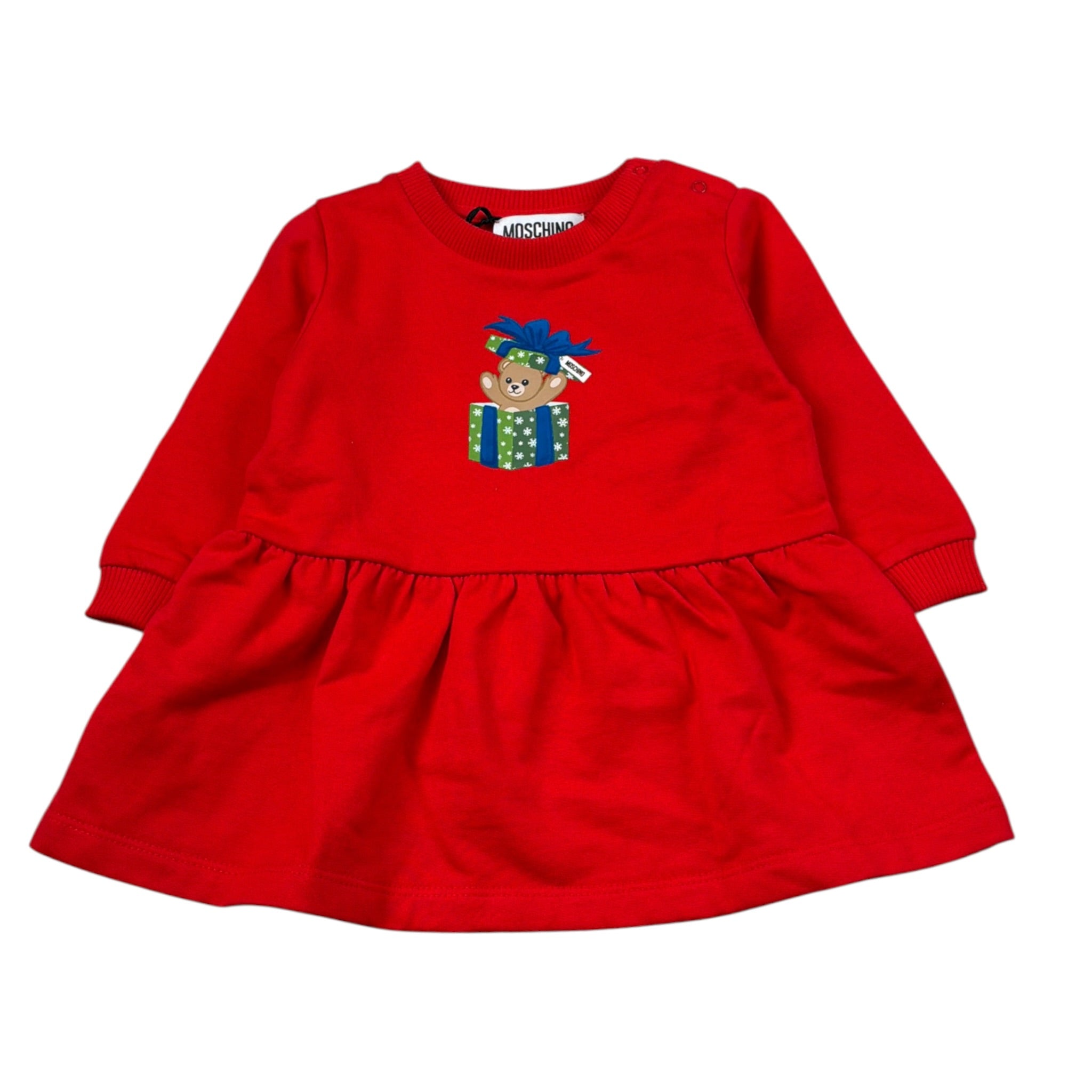 Moschino Abito Manica Lunga tinta unita con Logo Rosso per Neonata MDV0DO ROSSO MOSCHINO 