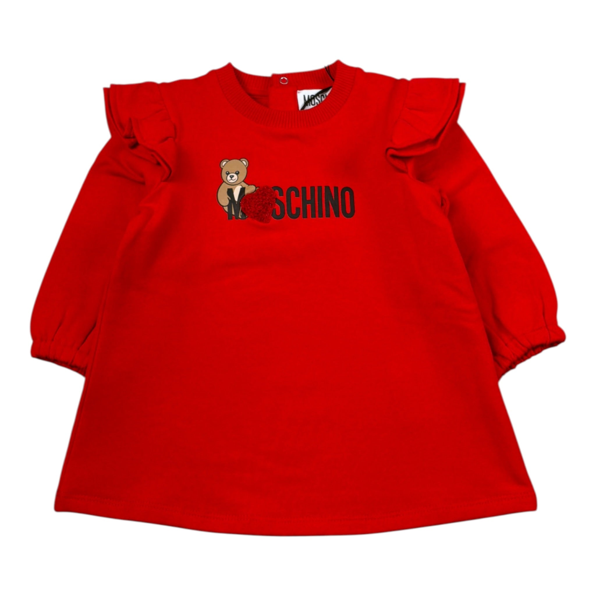 Moschino Abito tinta unita con Stampa Rosso per Neonata MDV0DP ROSSO MOSCHINO 