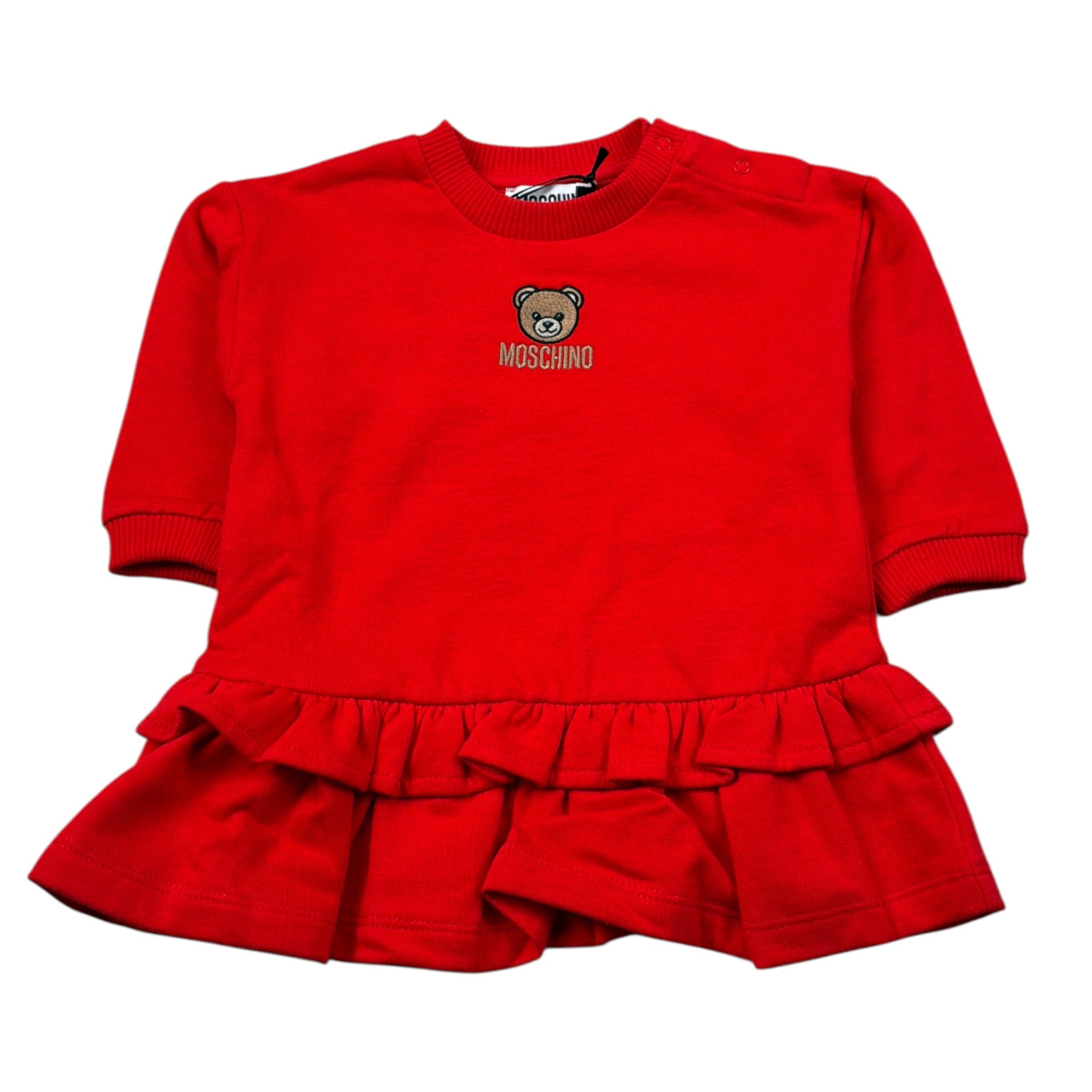 Moschino Abito Manica Lunga tinta unita Rosso per Neonata MDV0DQ ROSSO MOSCHINO 