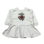 Moschino Abito Manica Lunfa tinta unita con Logo Bianco per Neonata MDV0DT BIANCO MOSCHINO 