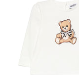 Moschino Shirt Girocollo tinta unita con Stampa Bianco per Neonata MEO001 BIANCO MOSCHINO 