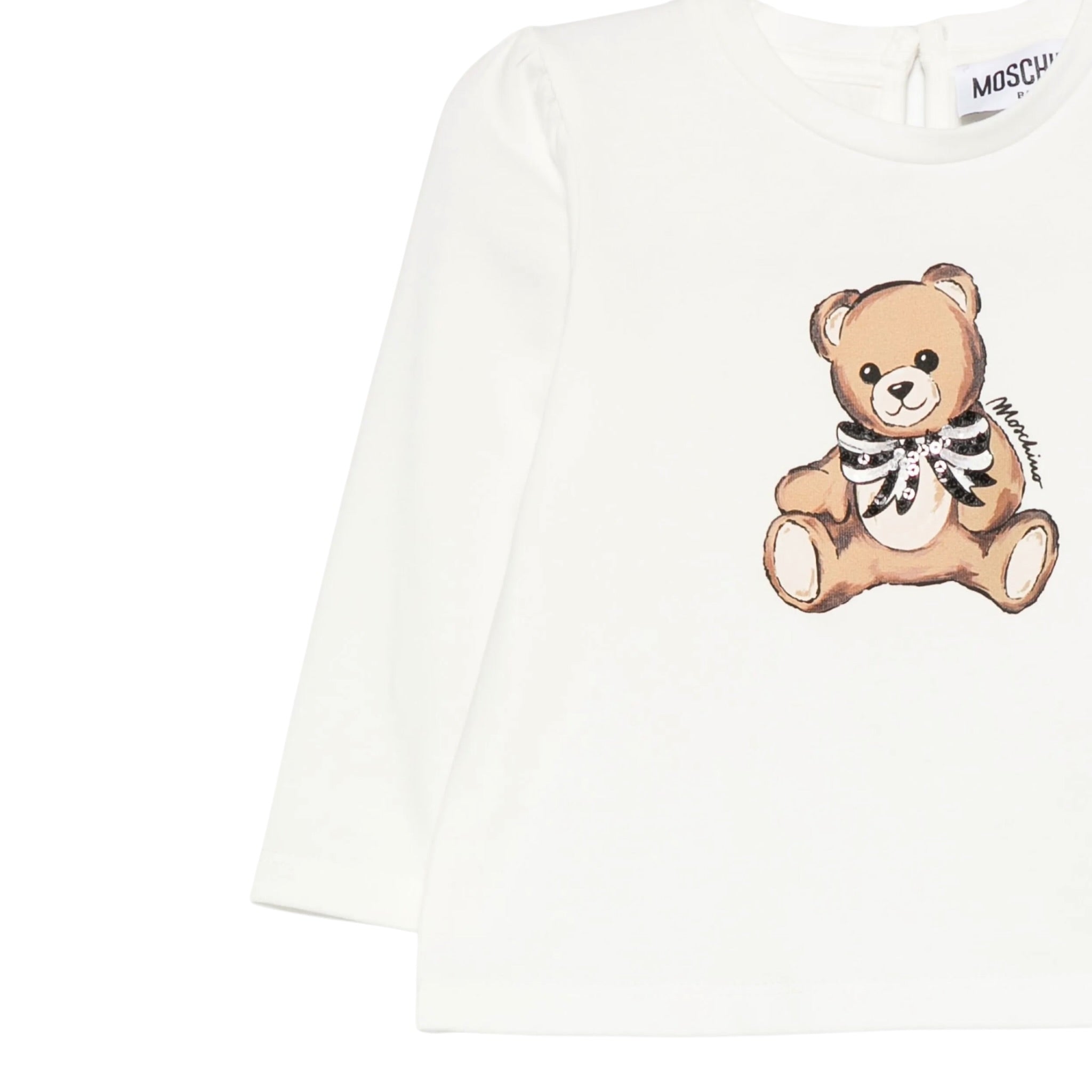 Moschino Shirt Girocollo tinta unita con Stampa Bianco per Neonata MEO001 BIANCO MOSCHINO 