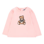 Moschino Shirt Girocollo tinta unita con Stampa Rosa per Bambina MEO001JXX ROSA MOSCHINO 