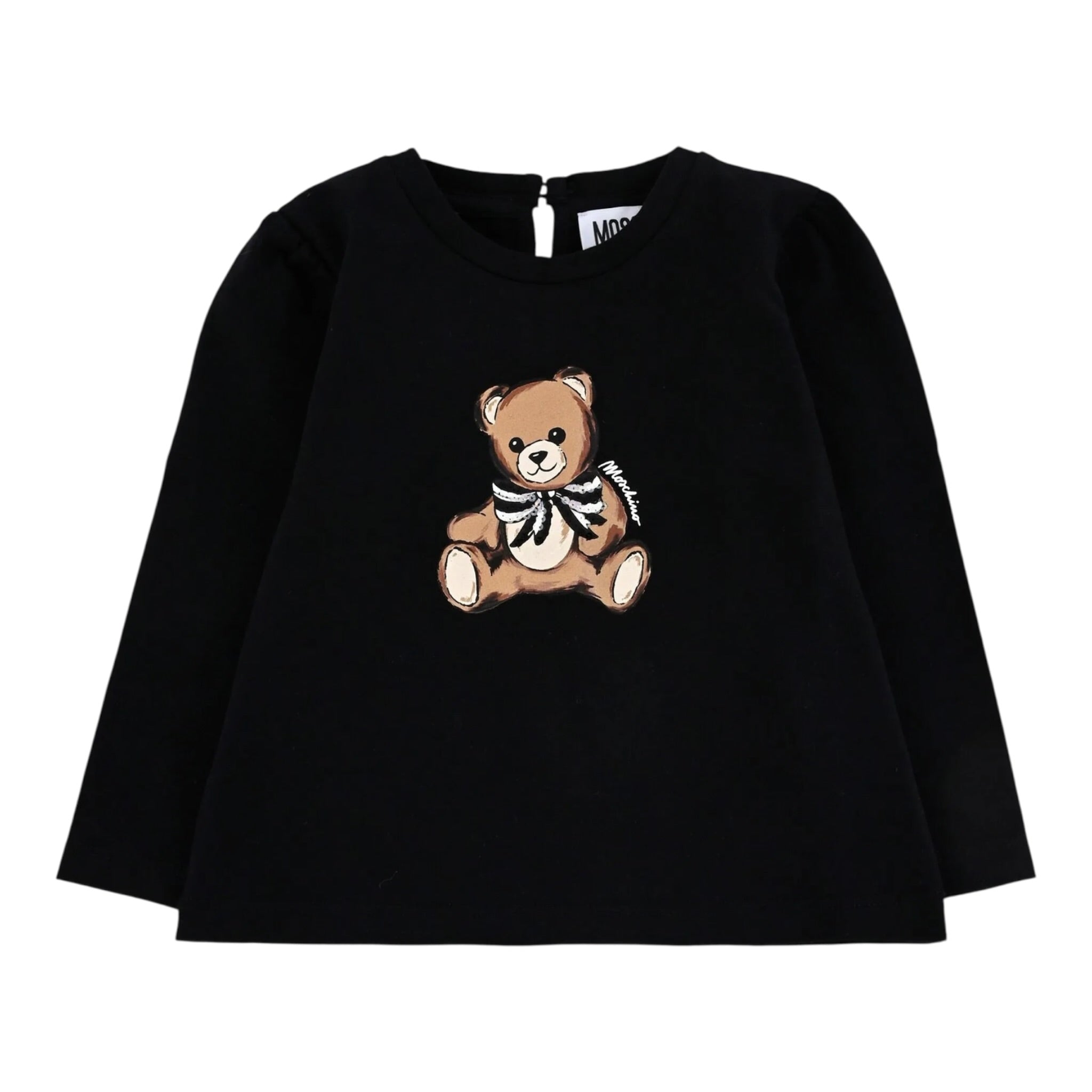 Moschino Shirt Girocollo tinta unita con Stampa Nero per Bambina MEO001JXXXX NERO MOSCHINO 