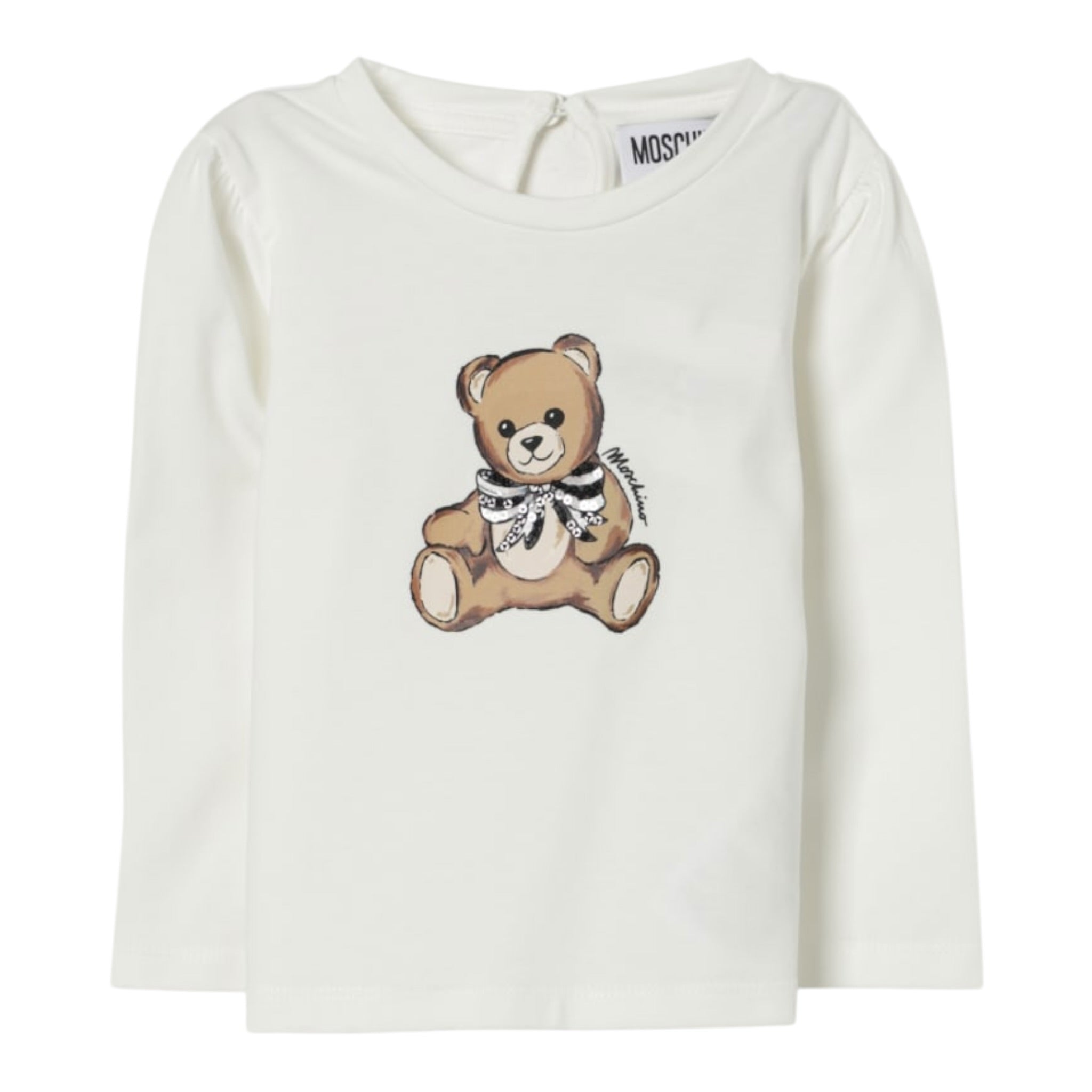 Moschino Shirt Girocollo tinta unita con Stampa Bianco per Neonata MEO001X BIANCO MOSCHINO 