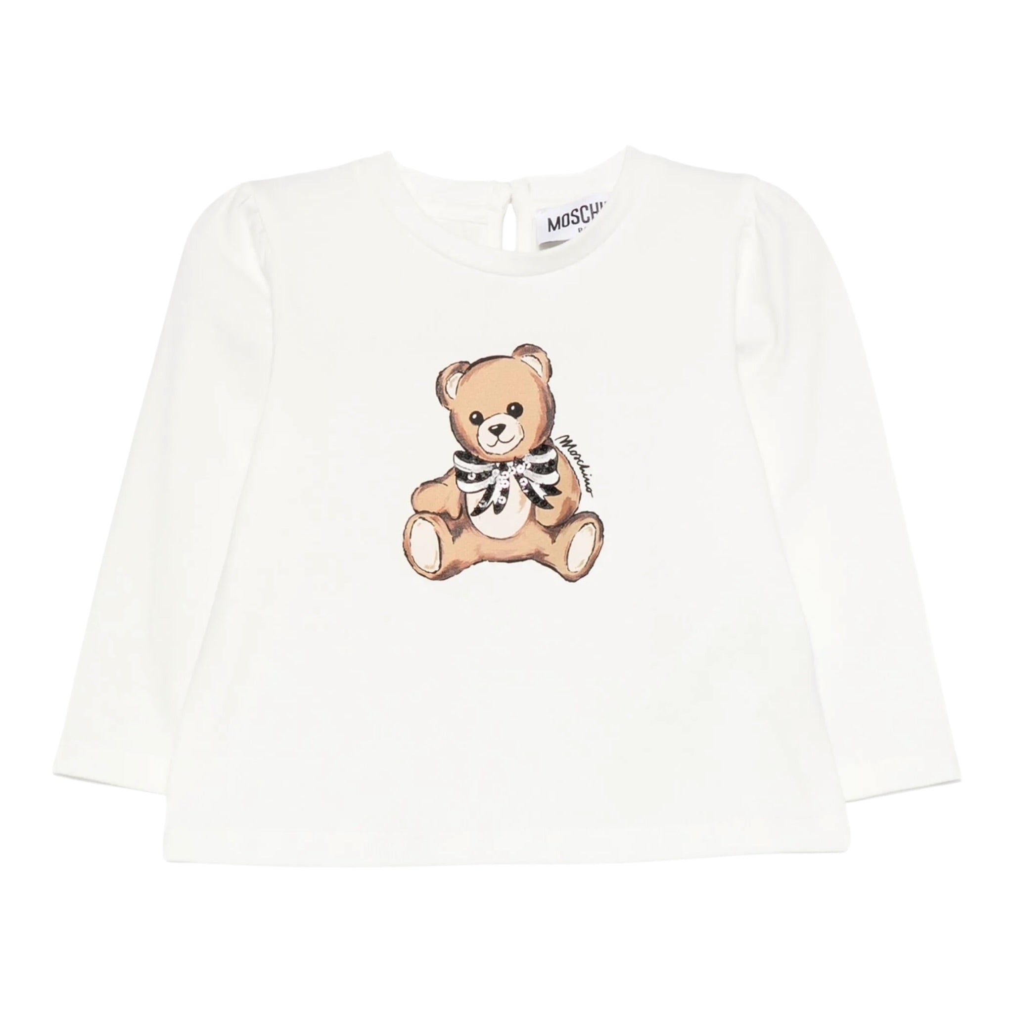 Moschino Shirt Girocollo tinta unita con Stampa Panna per Neonata MEO001XXX PANNA MOSCHINO 