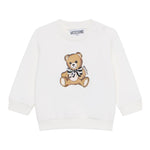 Moschino Felpa Chiusa Girocollo tinta unita con Stampa Bianco per Neonata MFF02K BIANCO MOSCHINO 