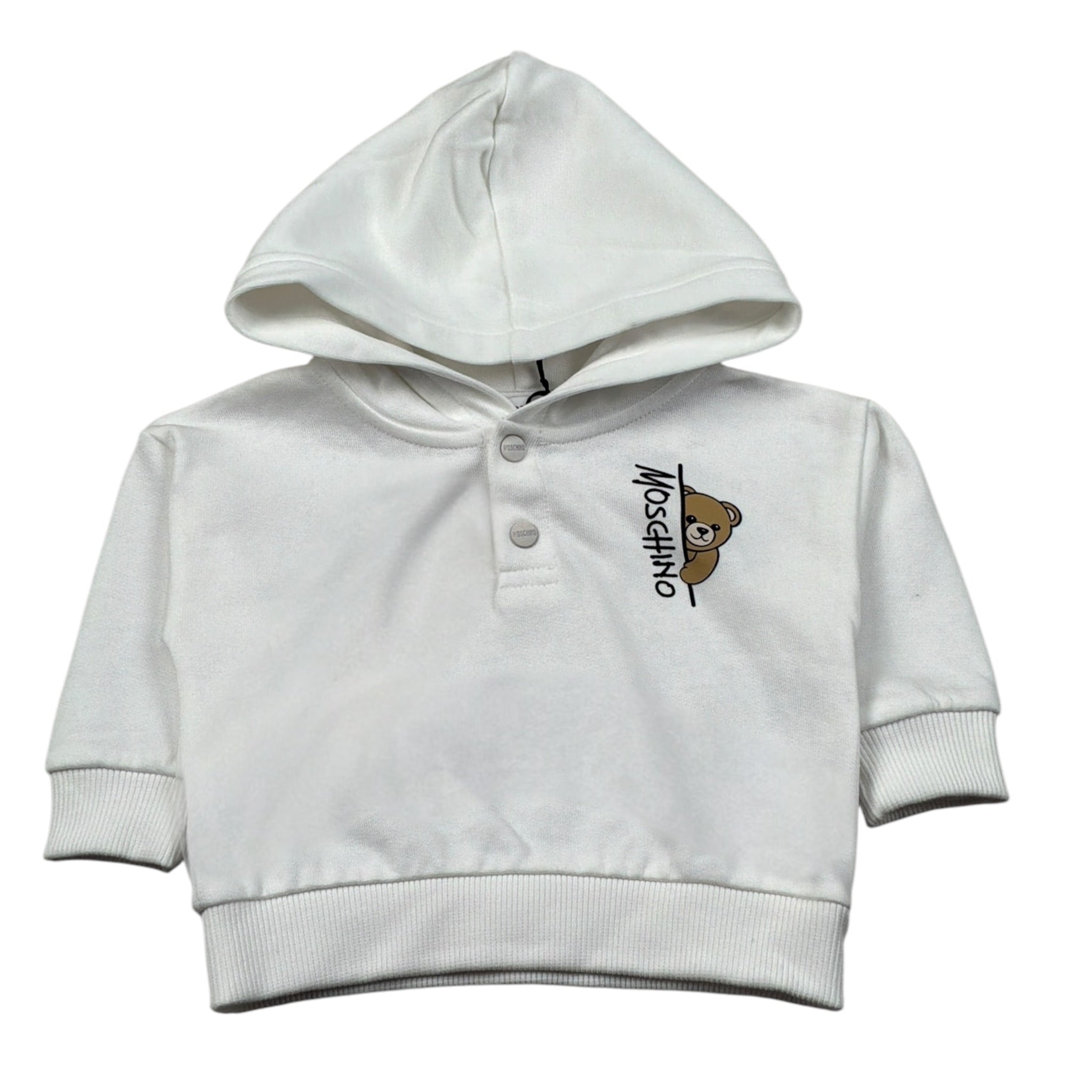 Moschino Felpa con Cappuccio tinta unita Panna per Neonato MMF05Z PANNA MOSCHINO 