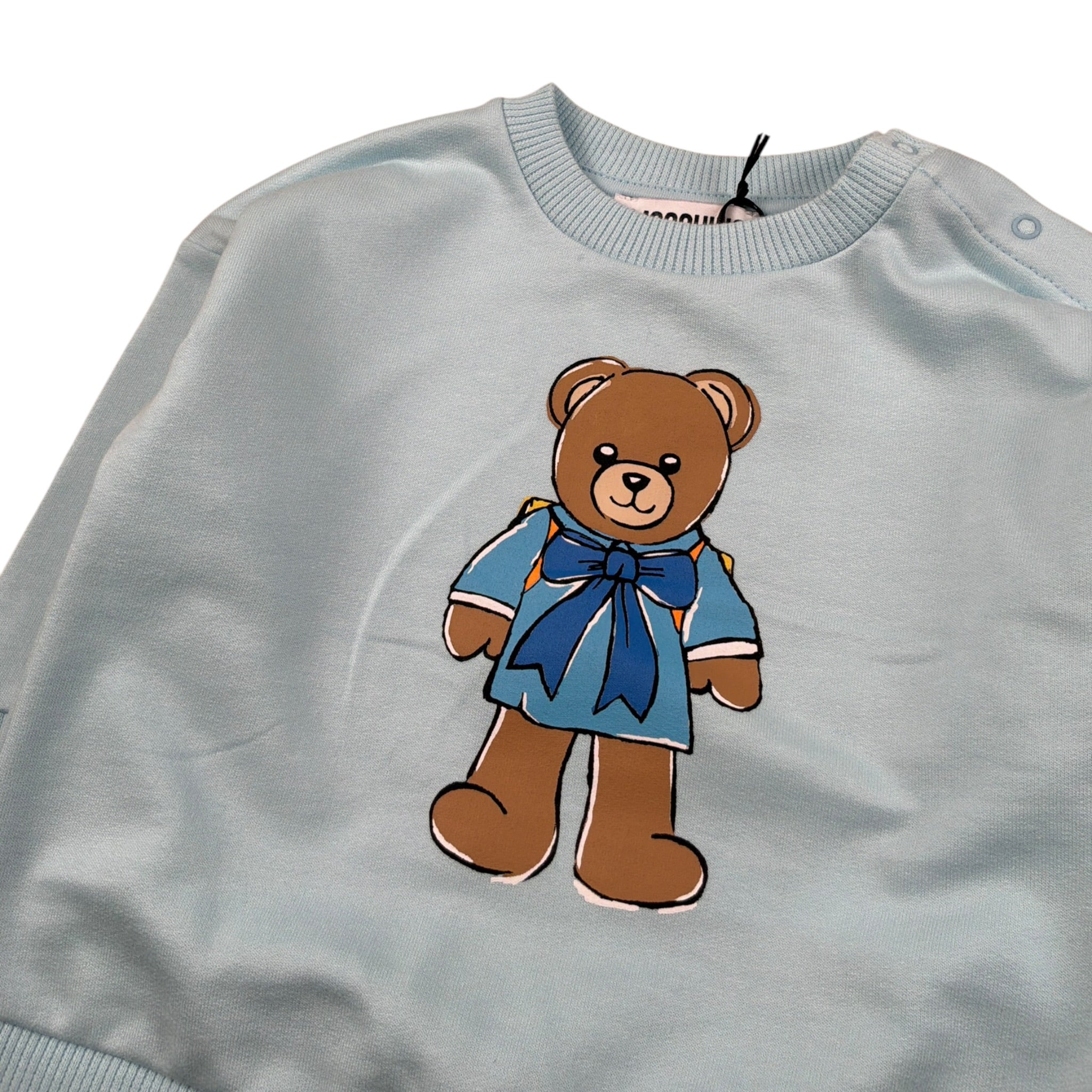 Moschino Felpa tinta unita Girocollo con Stampa Azzurro per Neonato MMF06H AZZURRO MOSCHINO 