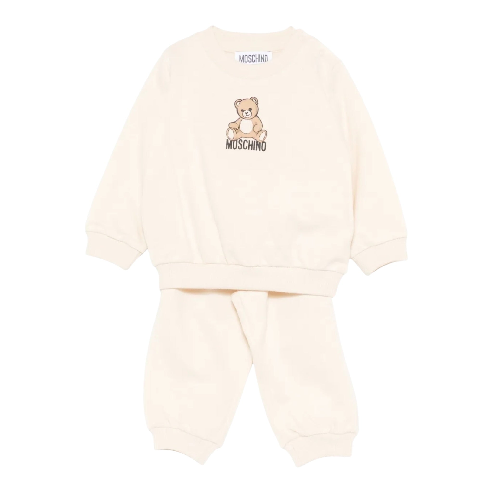 Moschino Completo 2 Pezzi Felpa-Pantalone tinta unita Beige per Neonato MMK05EX BEIGE MOSCHINO 