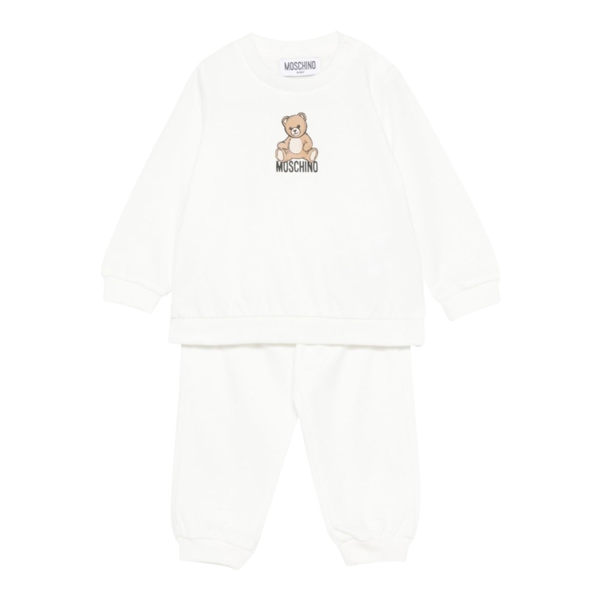 Moschino Completo 2 Pezzi Felpa-Pantalone tinta unita Panna per Neonato MMK05EXX PANNA MOSCHINO 