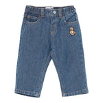 Moschino Jeans tinta unita con Elastico In Vita Blu per Neonato MMP04ZN BLU MOSCHINO 