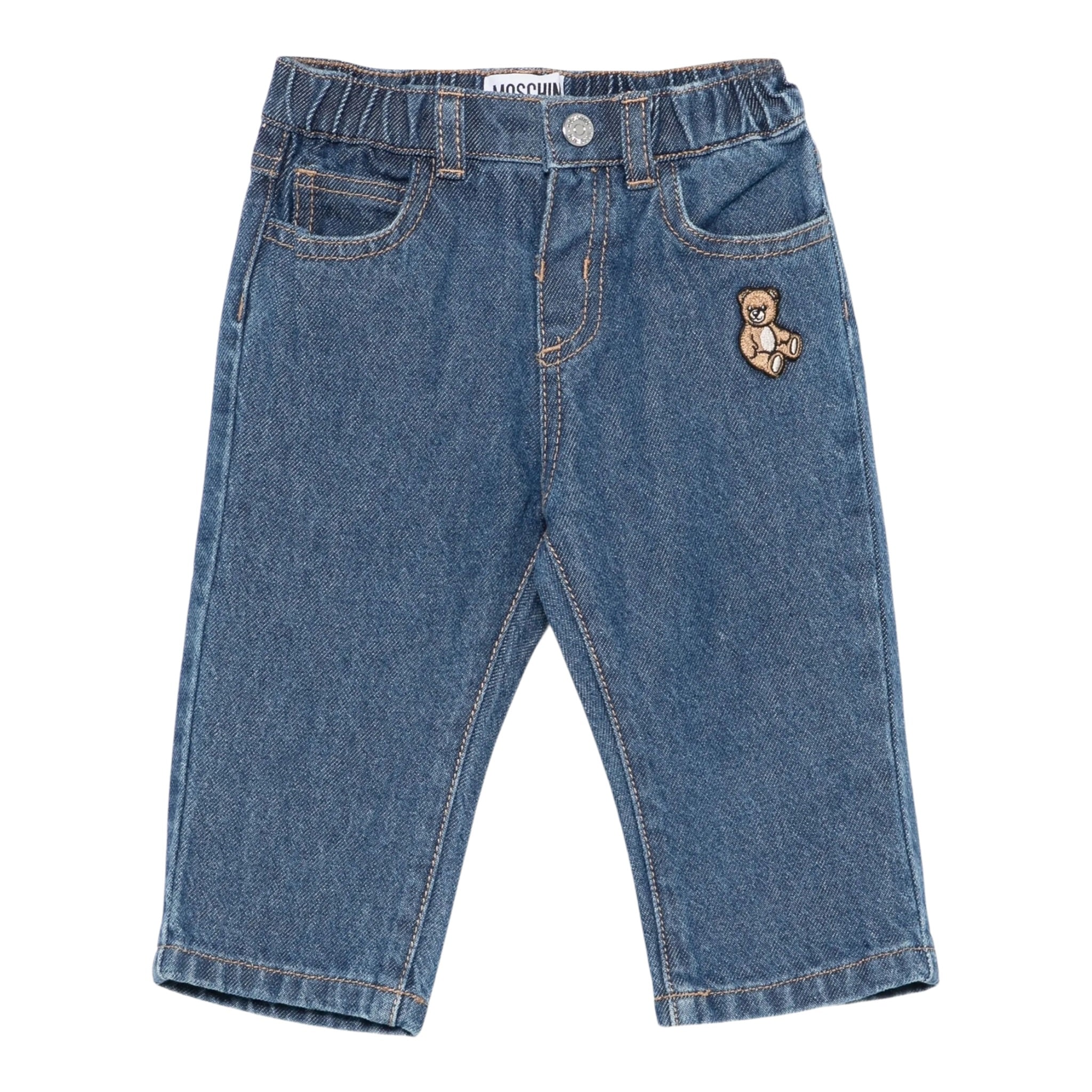 Moschino Jeans tinta unita con Elastico In Vita Blu per Neonato MMP04ZN BLU MOSCHINO 