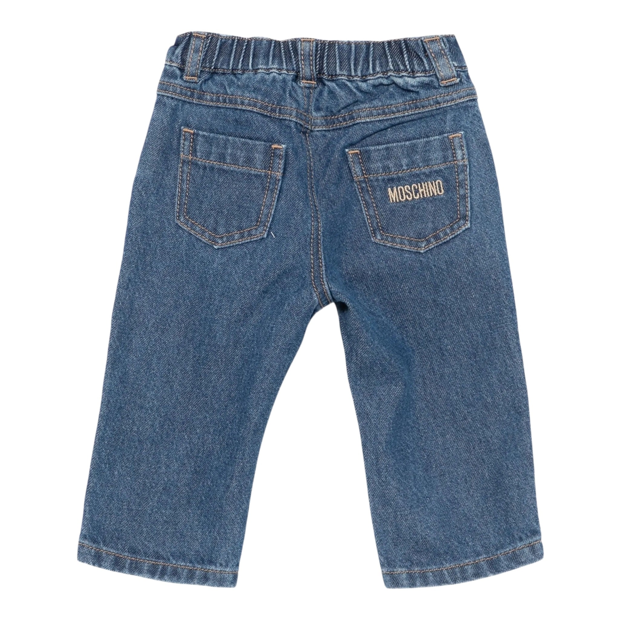 Moschino Jeans tinta unita con Elastico In Vita Blu per Neonato MMP04ZN BLU MOSCHINO 