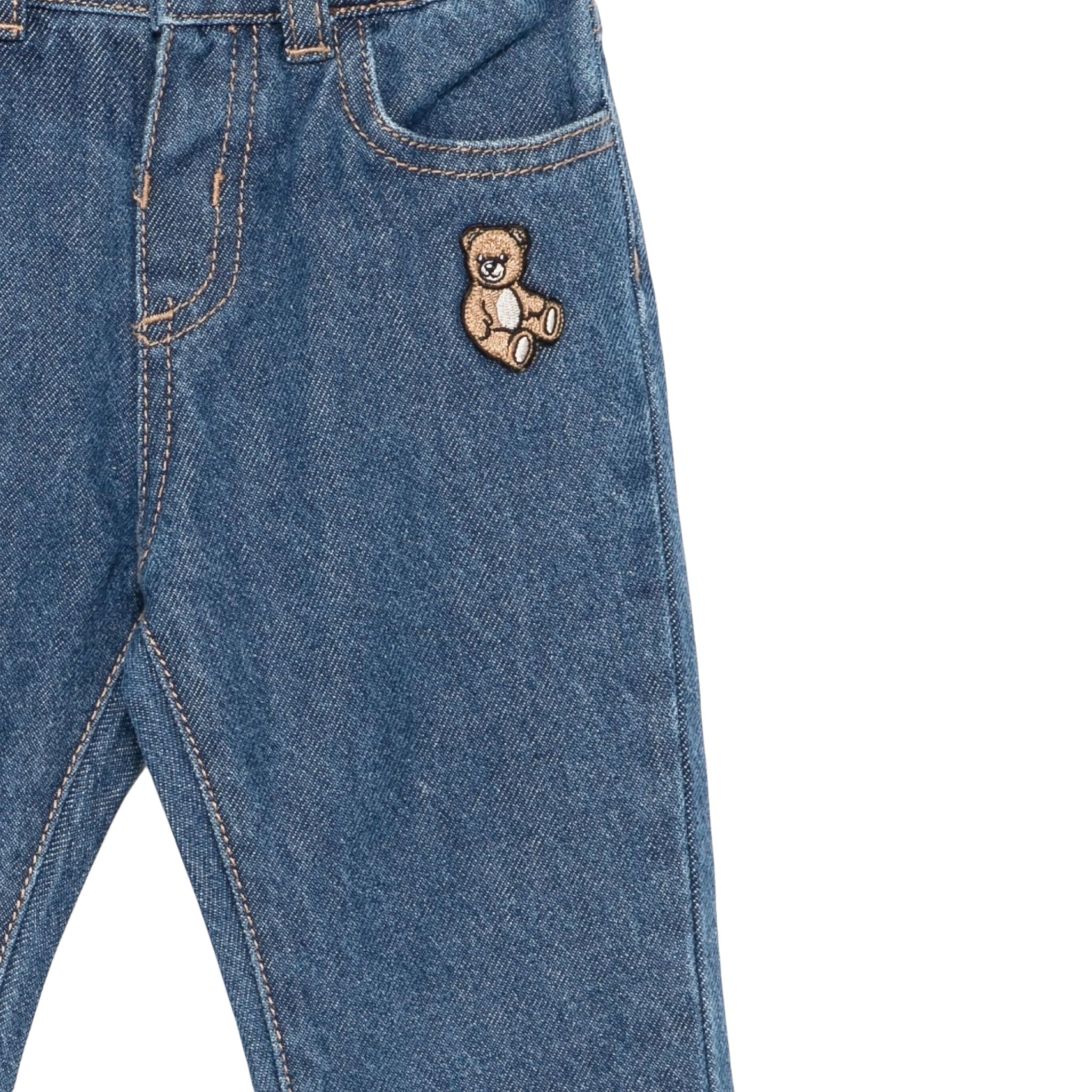 Moschino Jeans tinta unita con Elastico In Vita Blu per Neonato MMP04ZN BLU MOSCHINO 