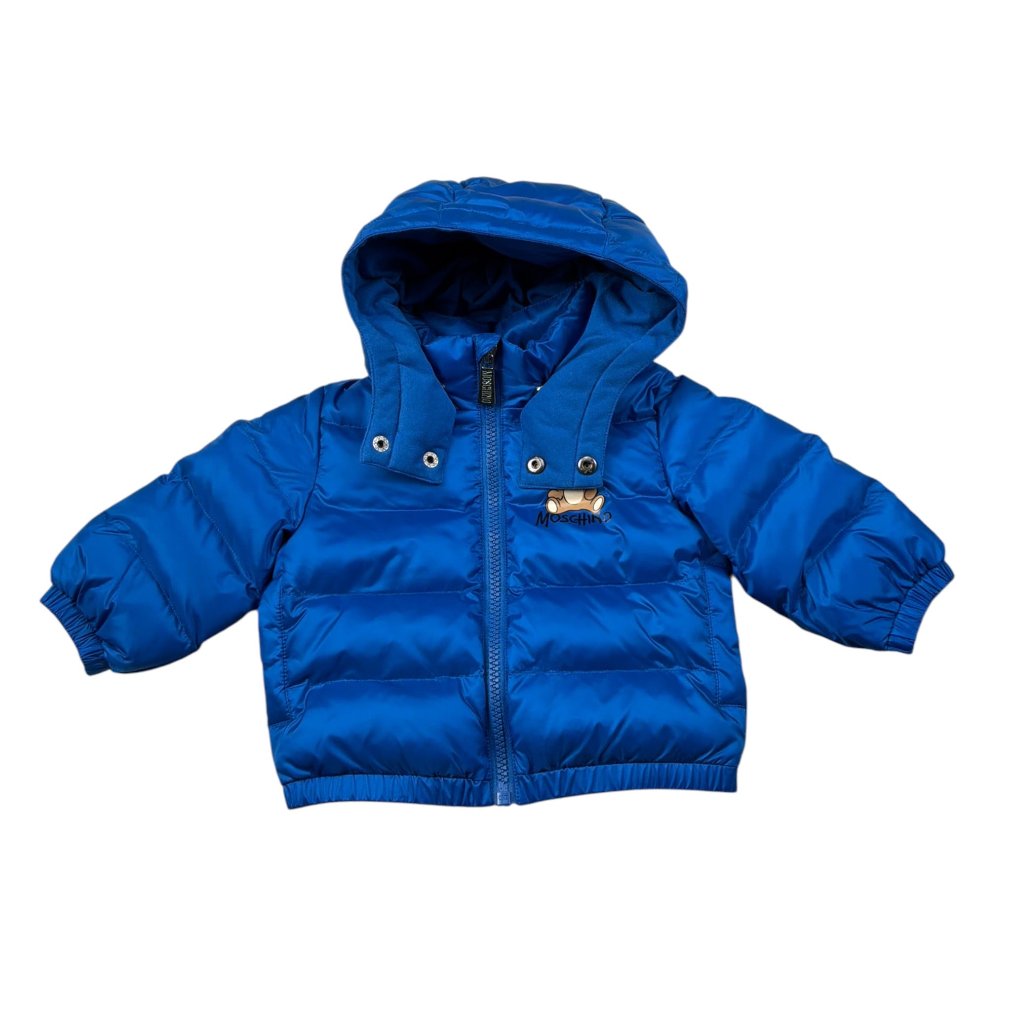 Moschino Giubbino tinta unita con Cappuccio Blu per Neonato MMS02F BLU MOSCHINO 