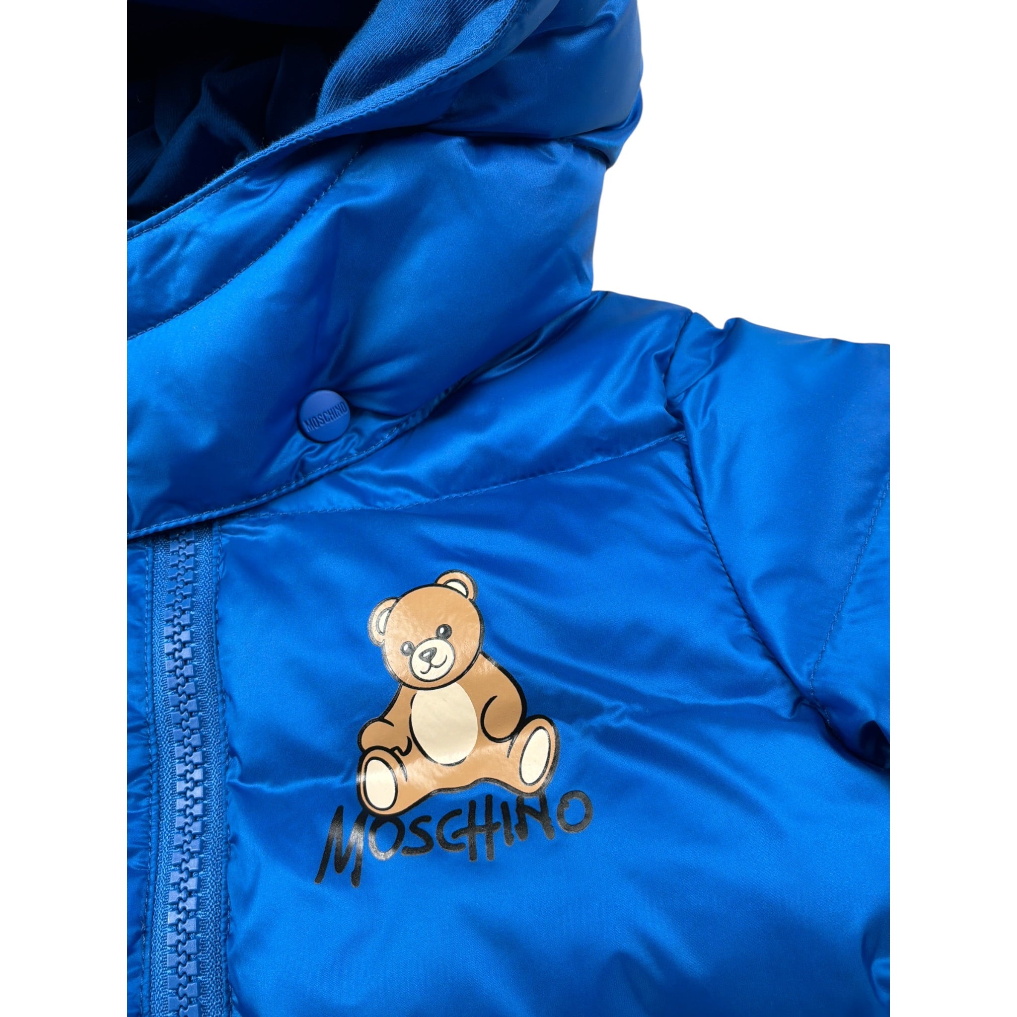 Moschino Giubbino tinta unita con Cappuccio Blu per Neonato MMS02F BLU MOSCHINO 